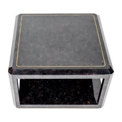 Maitland Smith Black Shell Side Table with Brass Inlay