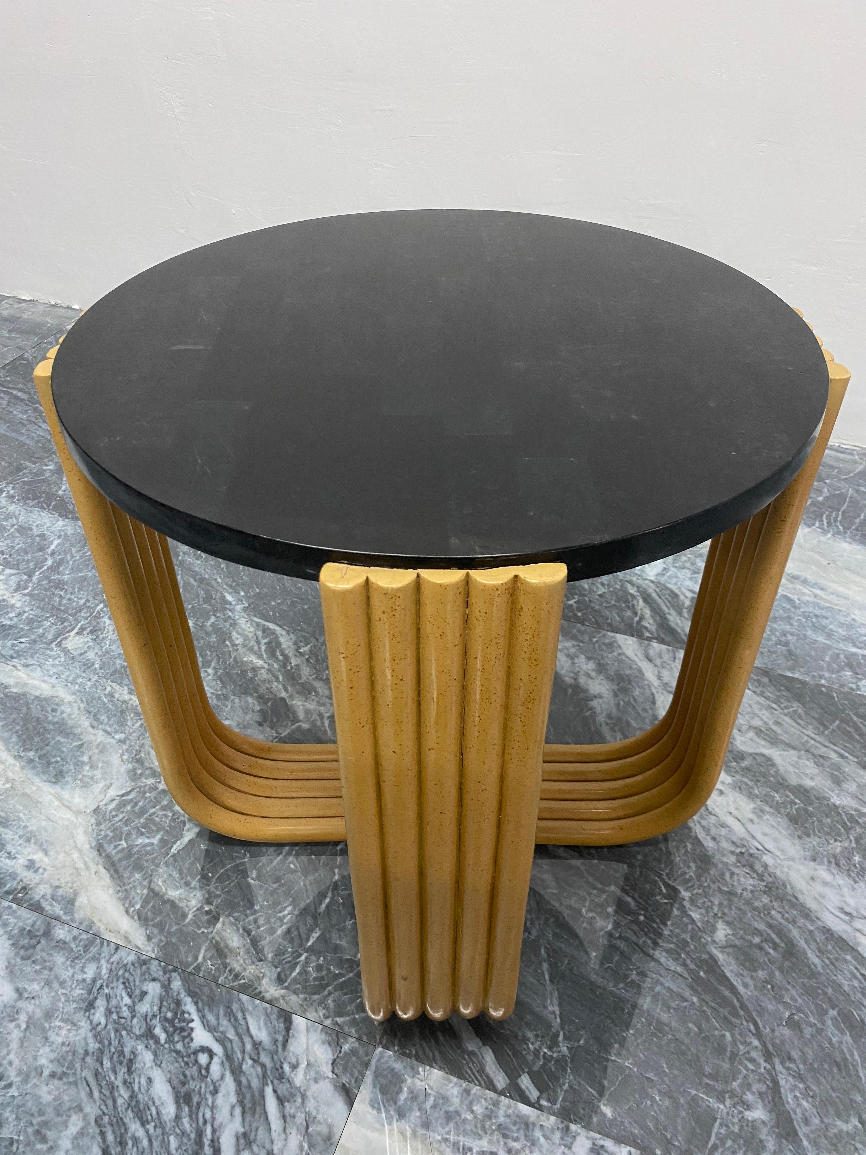Maitland Smith Black Tessellated Stone and Bent Faux Bamboo Side Table, 1980s 4