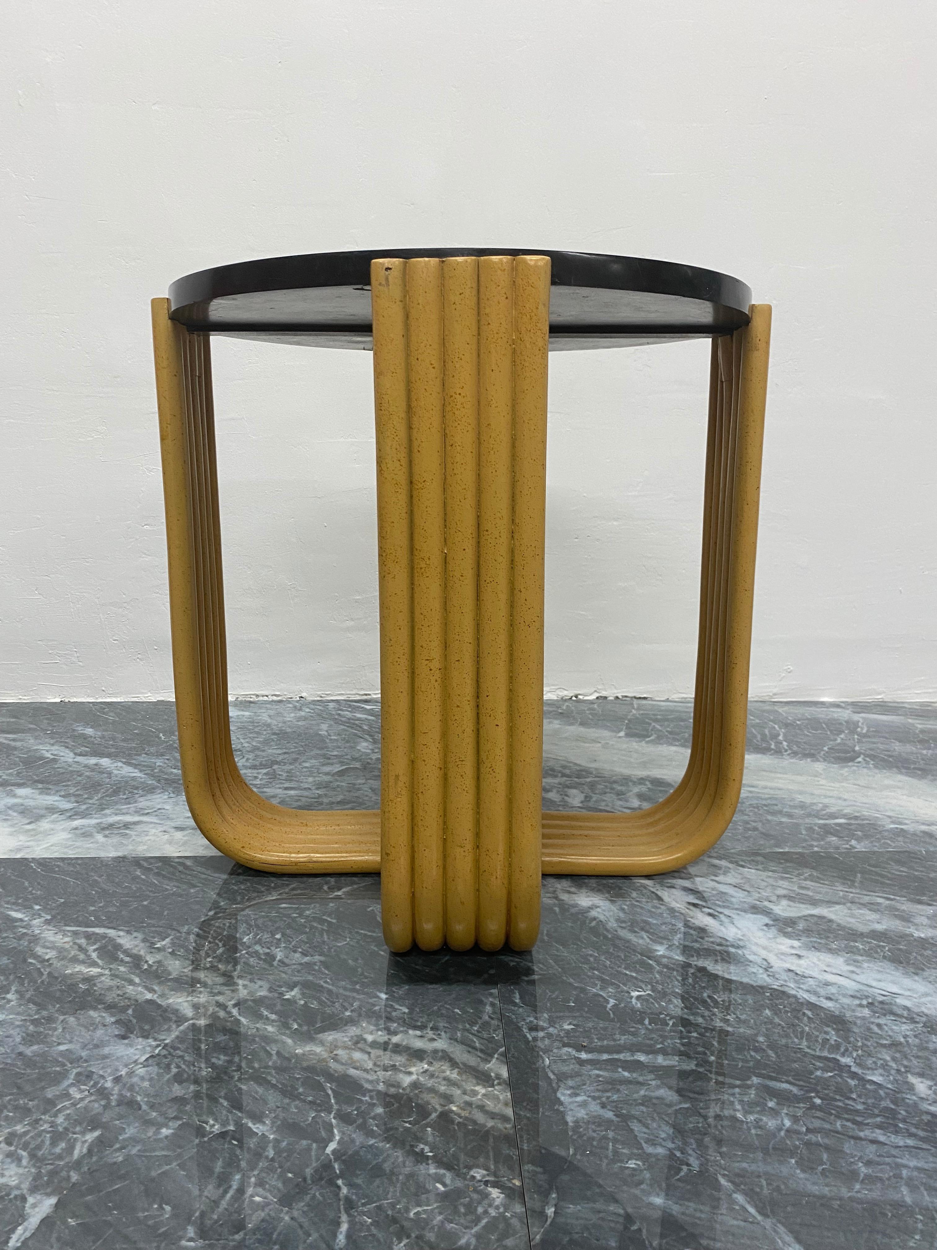 Maitland Smith Black Tessellated Stone and Bent Faux Bamboo Side Table, 1980s 2