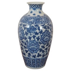 Maitland Smith Blue & White Chinoiserie Porcelain Mantel Vase Flower Urn 15"