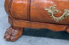 Maitland Smith Dutch Rococo Style Leather Wrapped Bombe Commode Chest