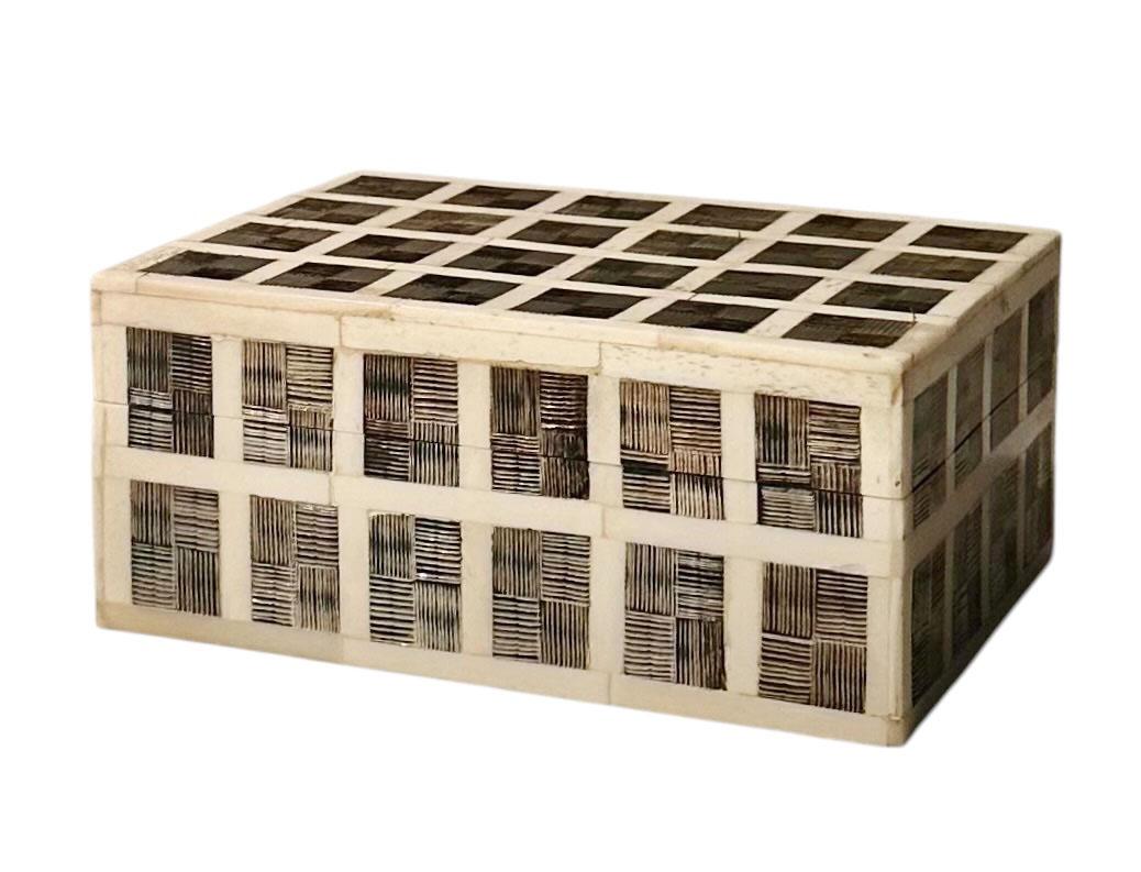 American Maitland Smith Bone And Satinwood Box 1970s For Sale
