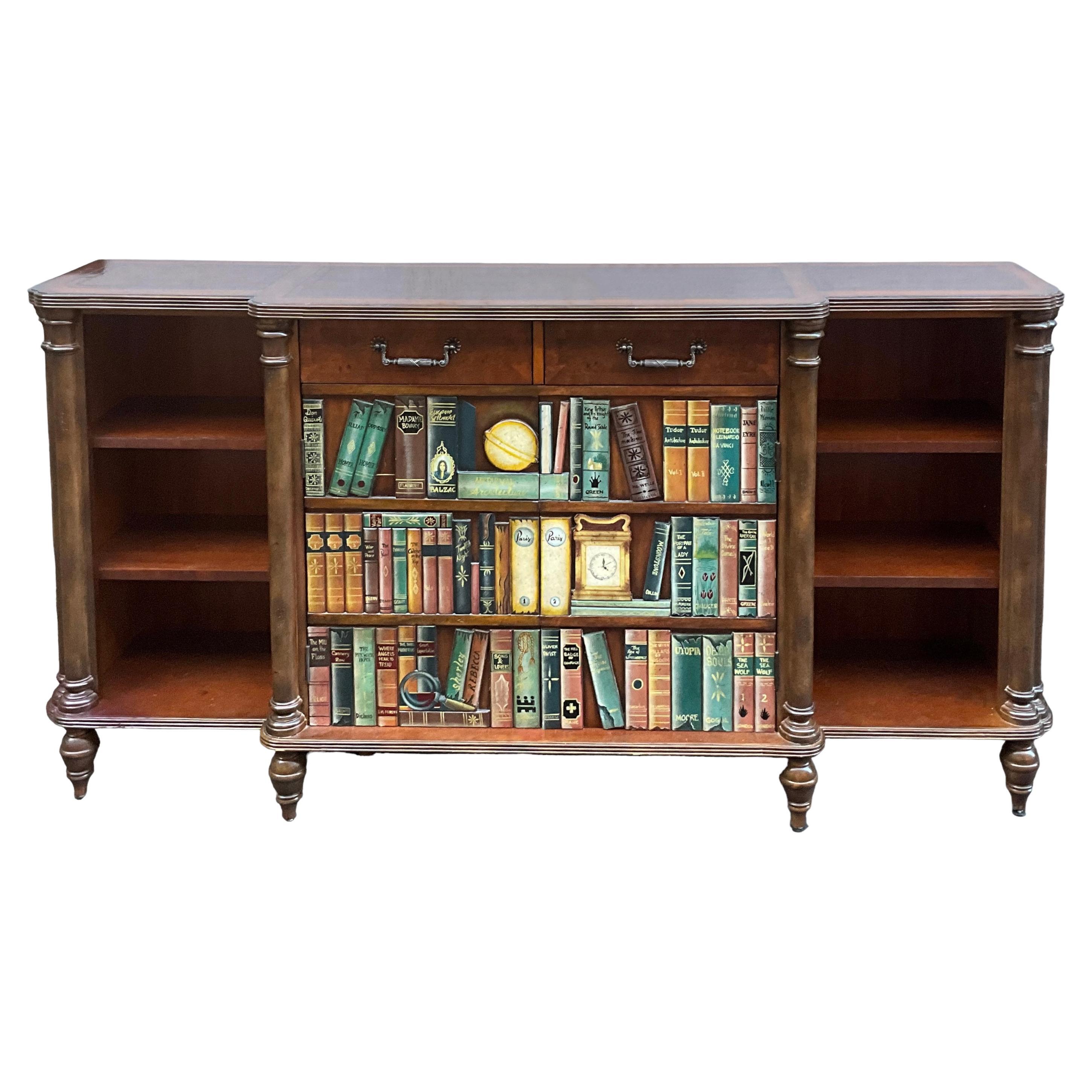 Edwardian Maitland-Smith Book Form Leather Top Fruitwood Library Cabinet / Credenza  For Sale
