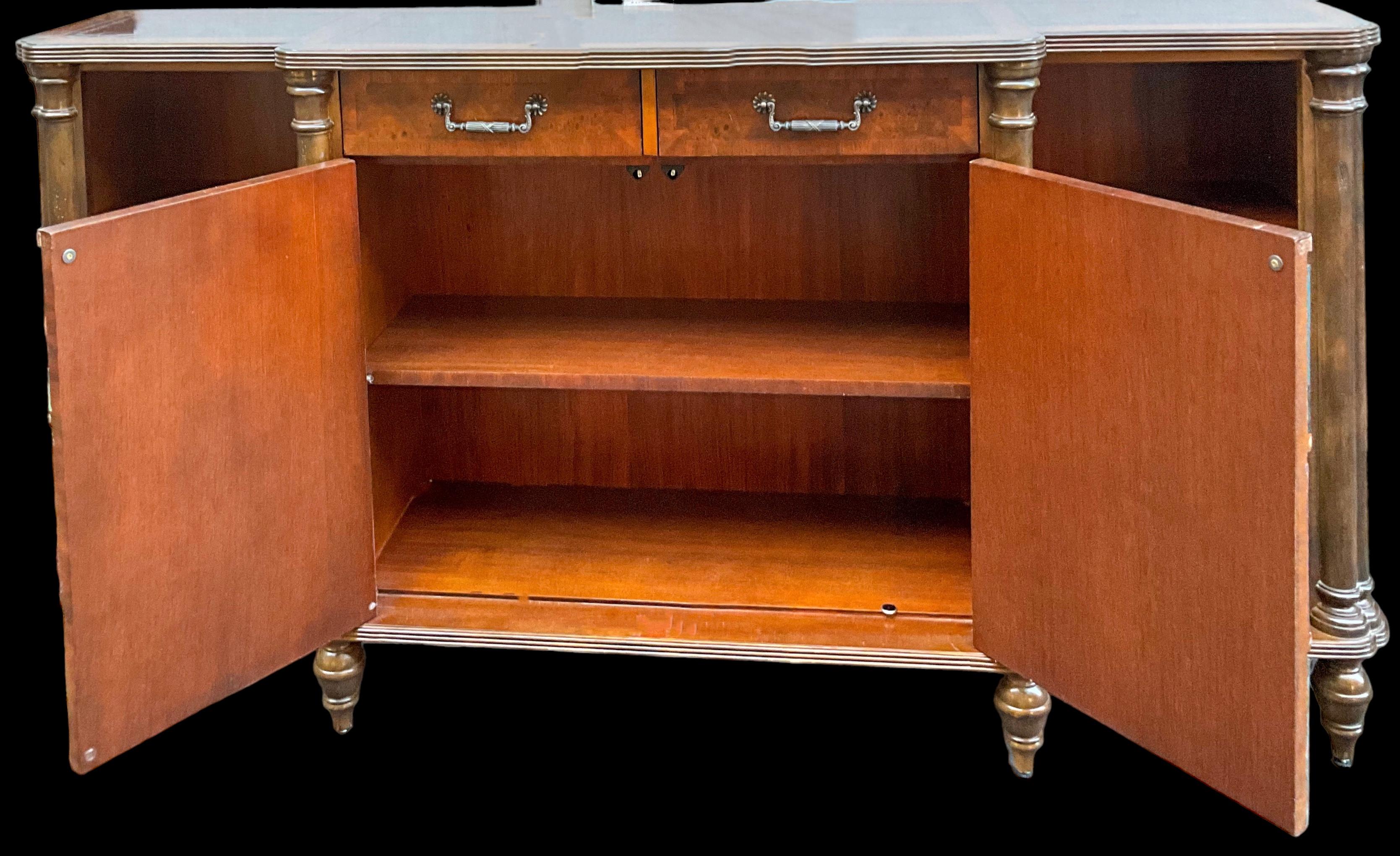 Maitland-Smith Book Form Leather Top Fruitwood Library Cabinet / Credenza  In Good Condition For Sale In Kennesaw, GA