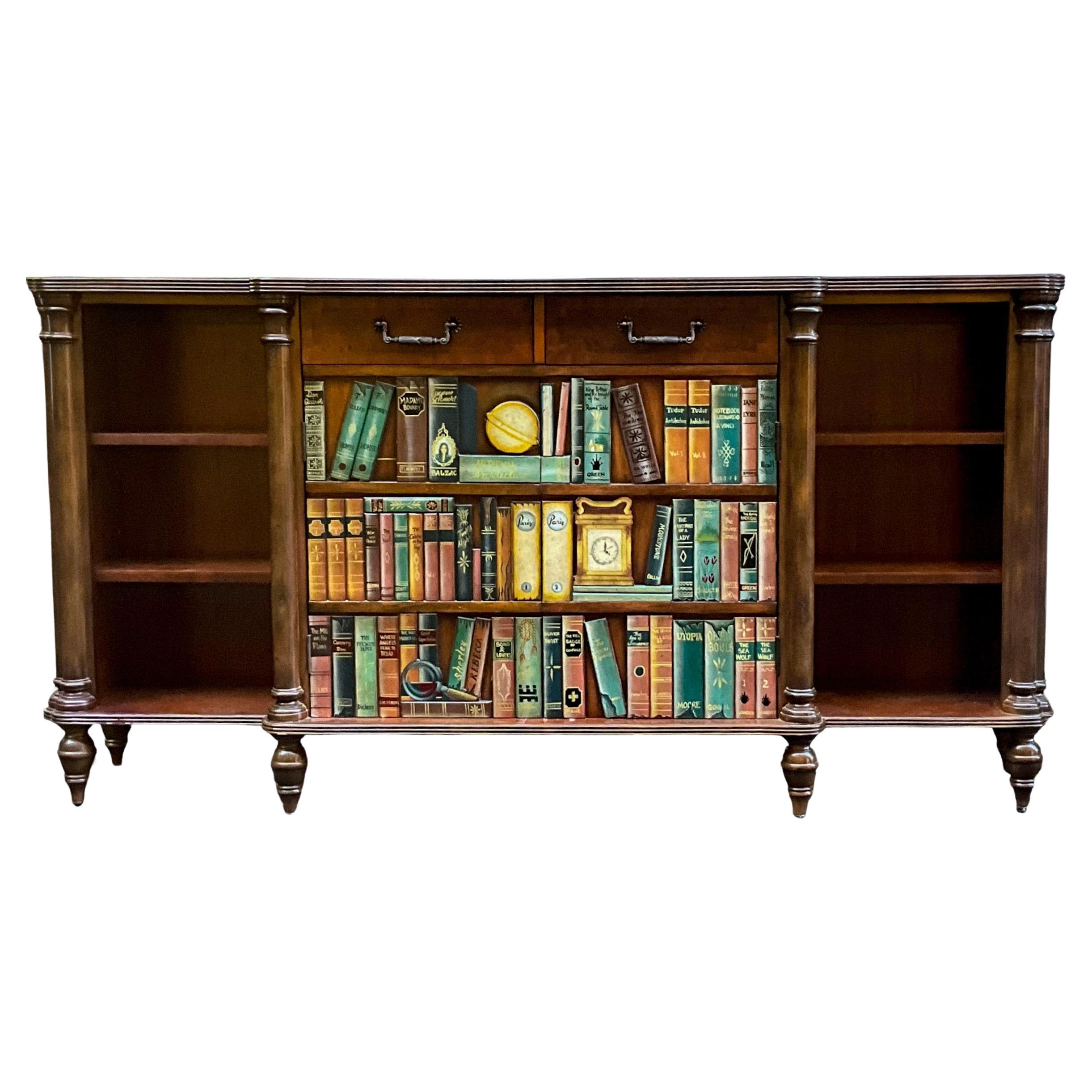 Meuble de bibliothèque/crédence Maitland-Smith en forme de livre avec dessus en cuir et bois fruitier  en vente