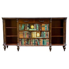 Retro Maitland-Smith Book Form Leather Top Fruitwood Library Cabinet / Credenza 