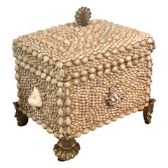 Maitland-Smith Box with Shells and Brass Feet