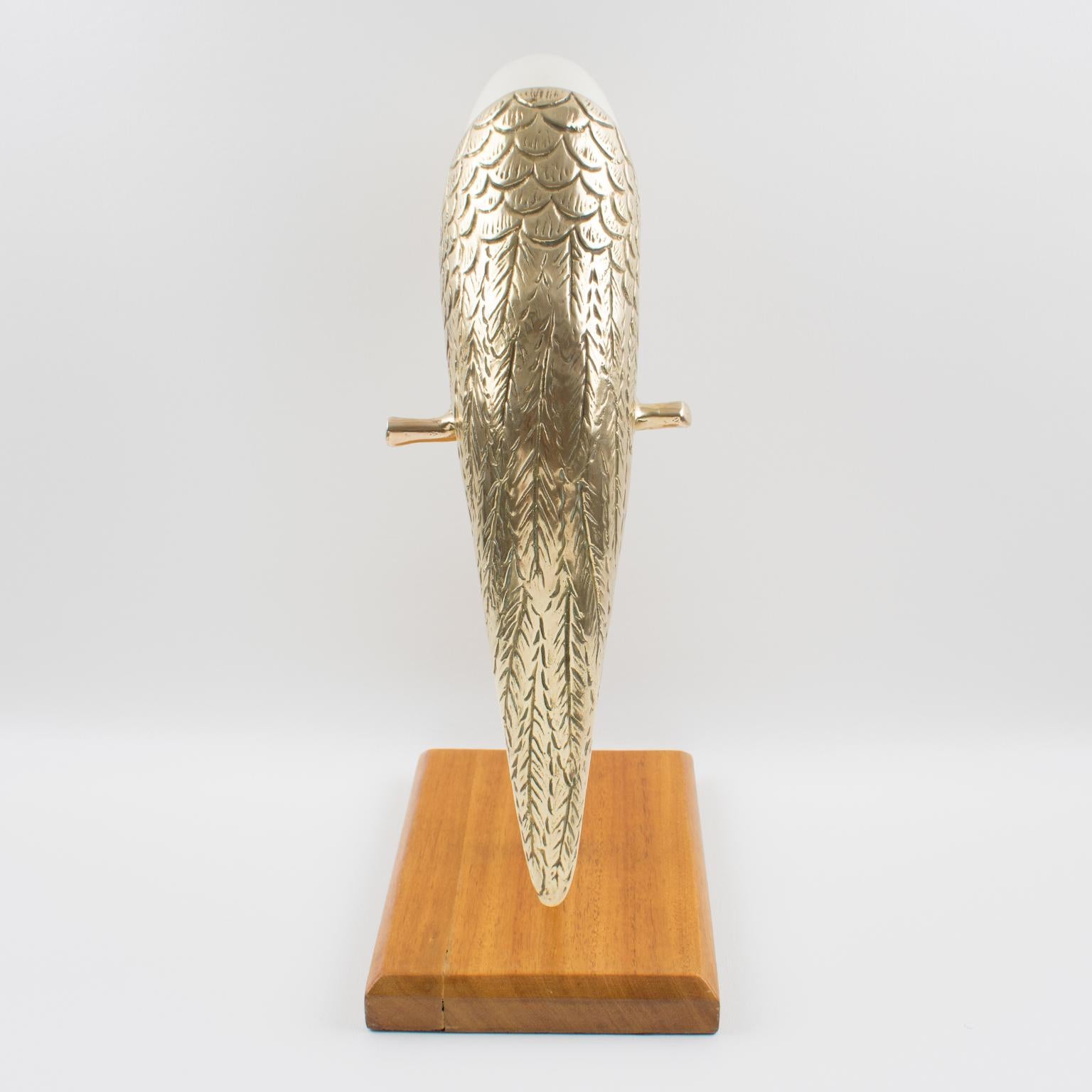 20th Century Maitland-Smith Brass and Sea Shell Parrot Bird Sculpture