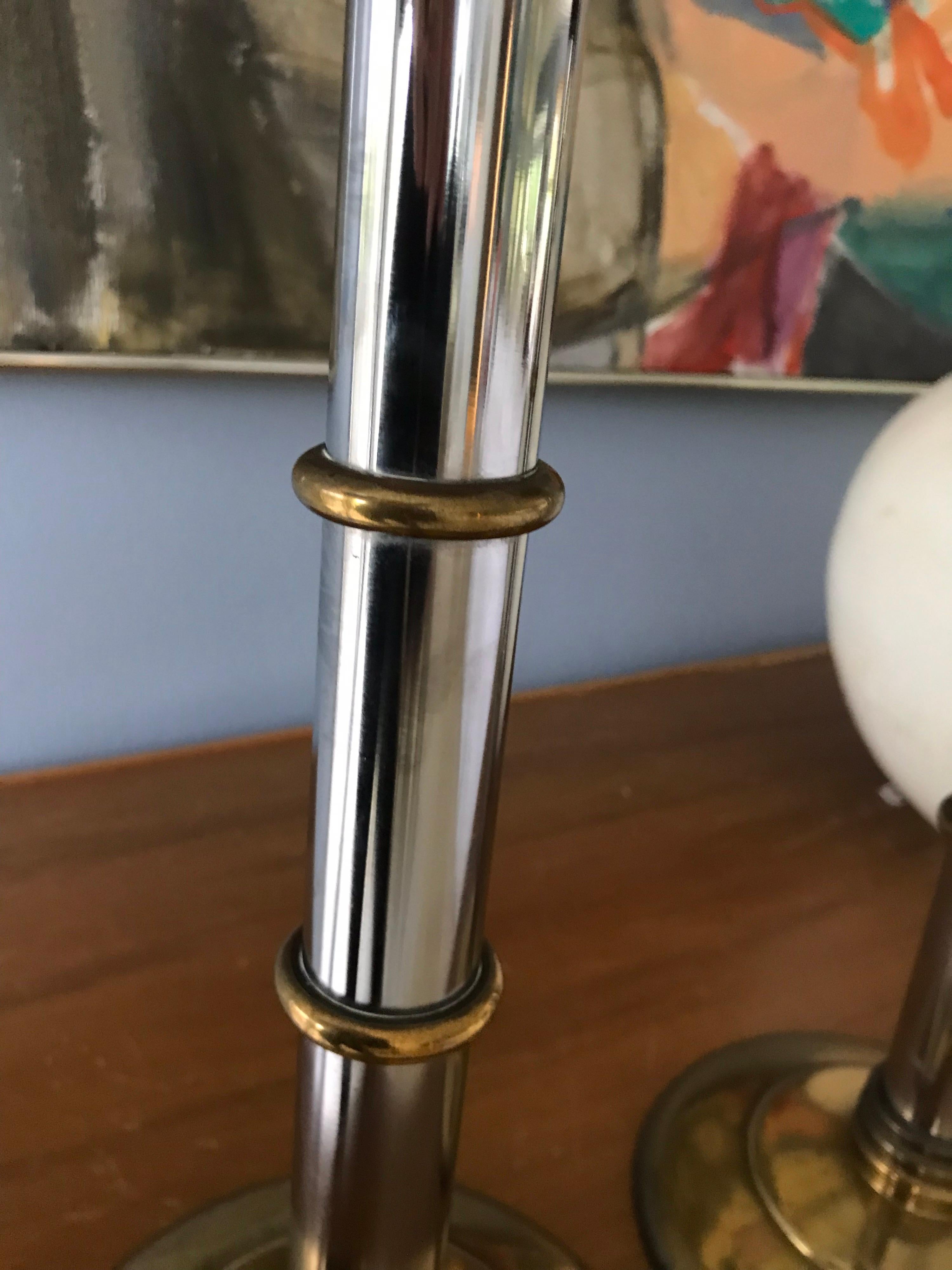 American Maitland Smith Brass and Silver Tall Candlesticks