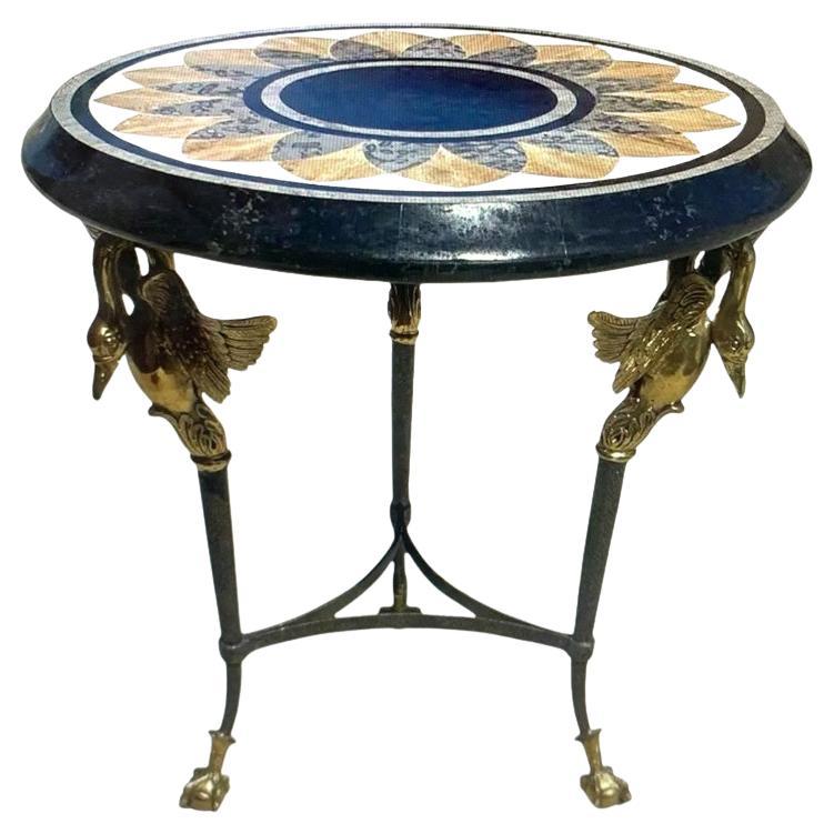 Maitland Smith Brass & Marble Swan Form Side Table