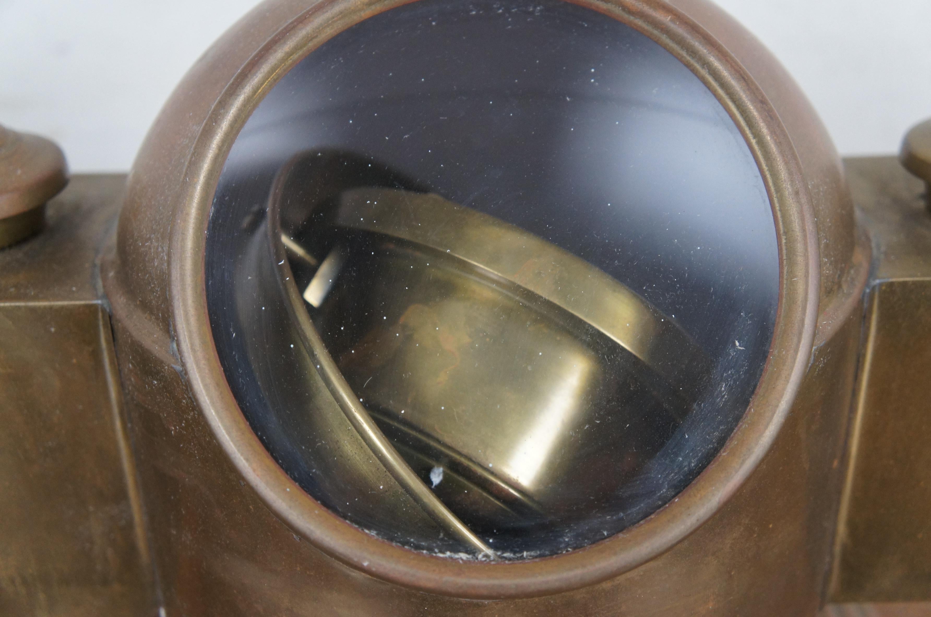 Maitland Smith Brass Nautical Maritime Binnacle Ship Compass Gimbal Oil Lamp 14