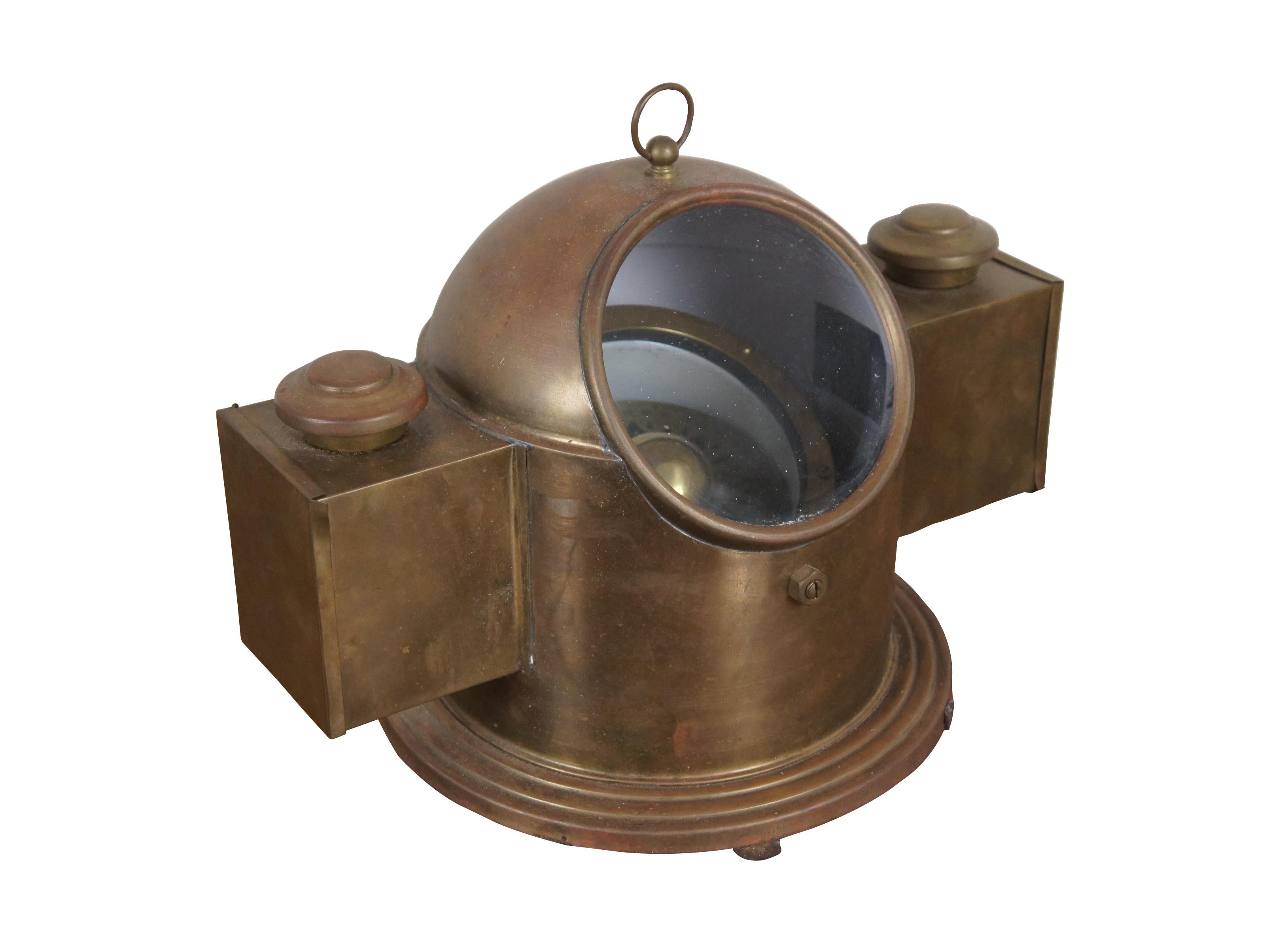 British Colonial Maitland Smith Brass Nautical Maritime Binnacle Ship Compass Gimbal Oil Lamp 14