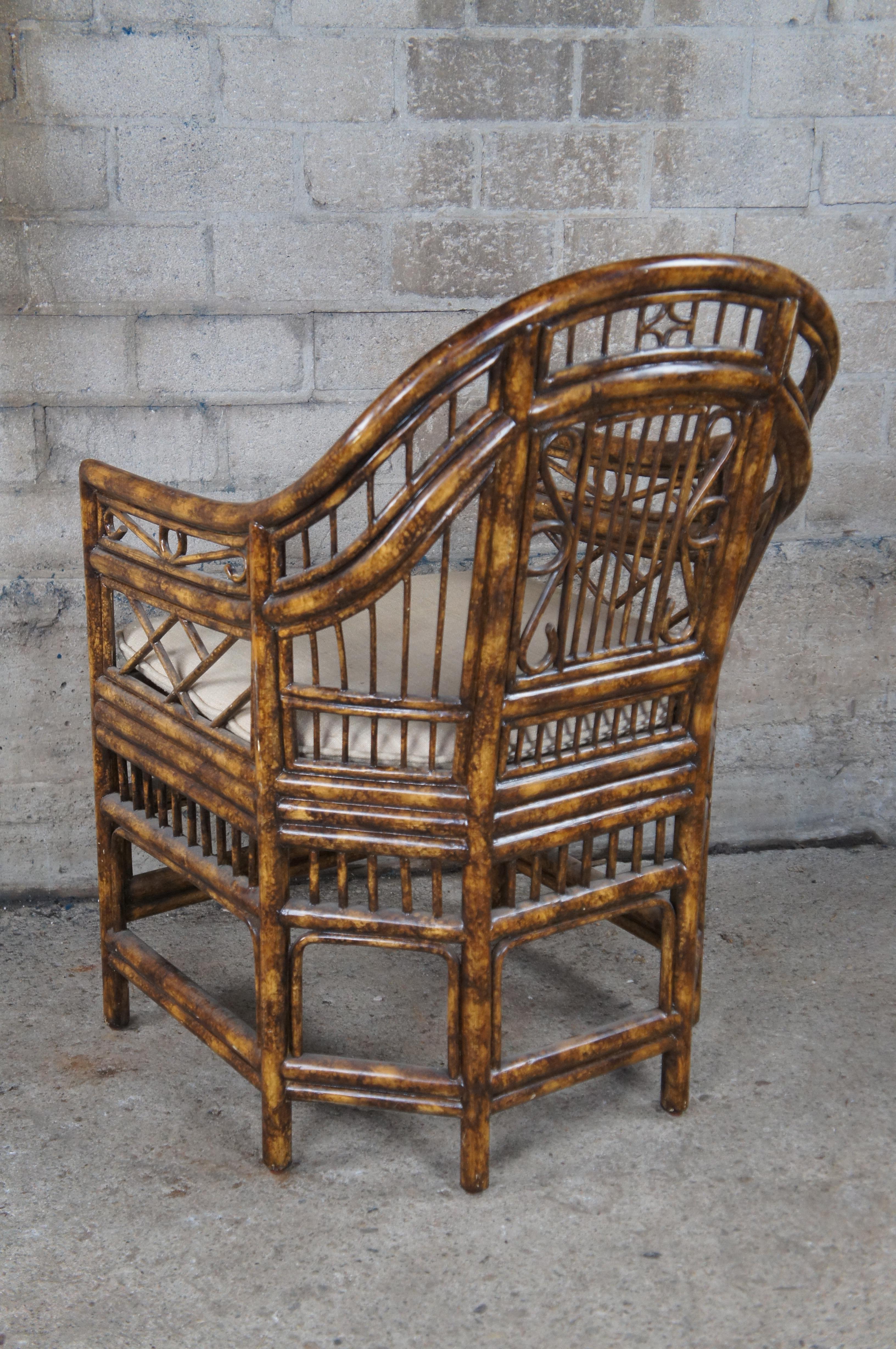 Maitland Smith Brighton Pavilion Faux Tortoise Shell Bamboo Rattan Armchair 3