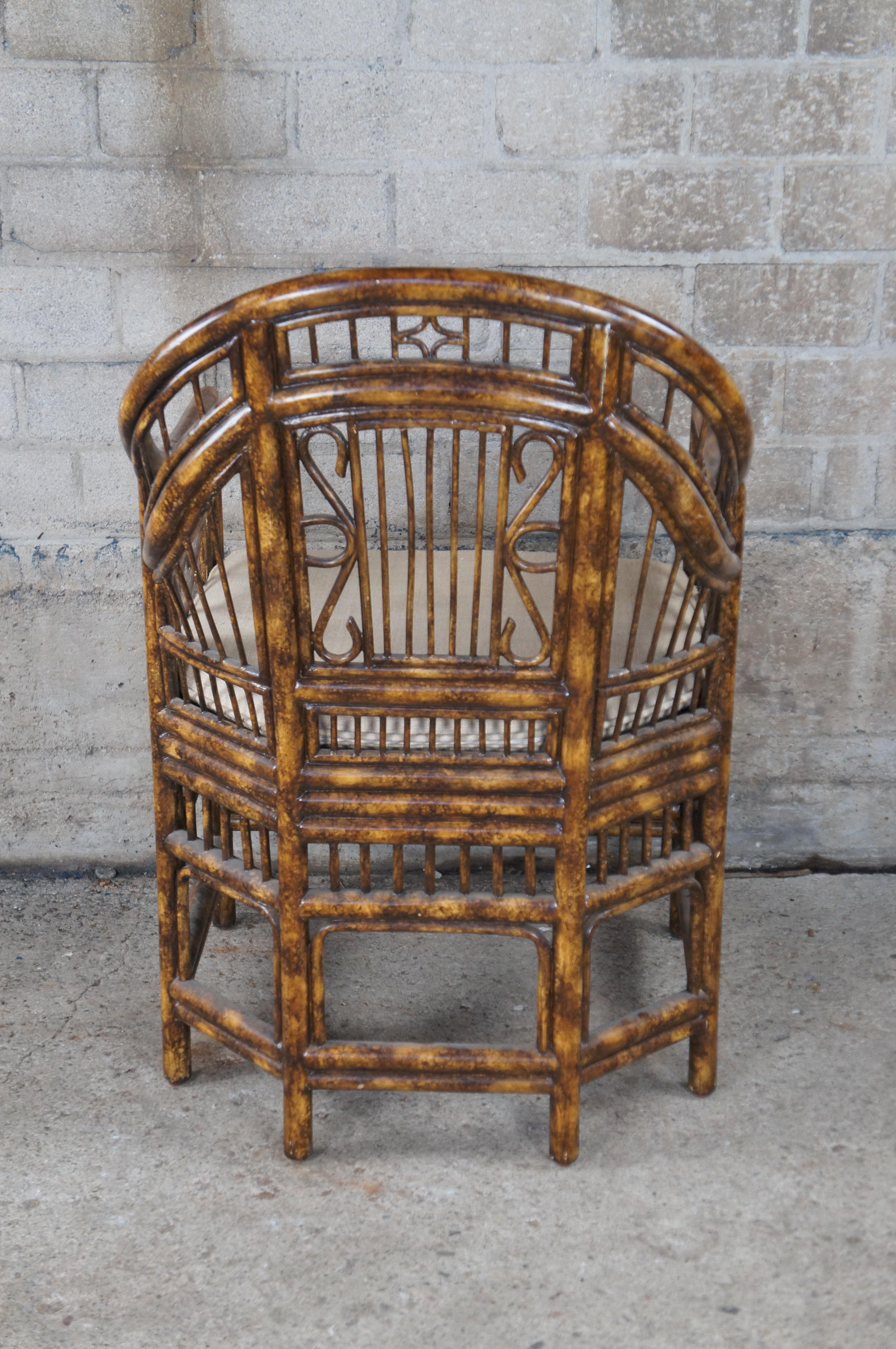Maitland Smith Brighton Pavilion Faux Tortoise Shell Bamboo Rattan Armchair 4