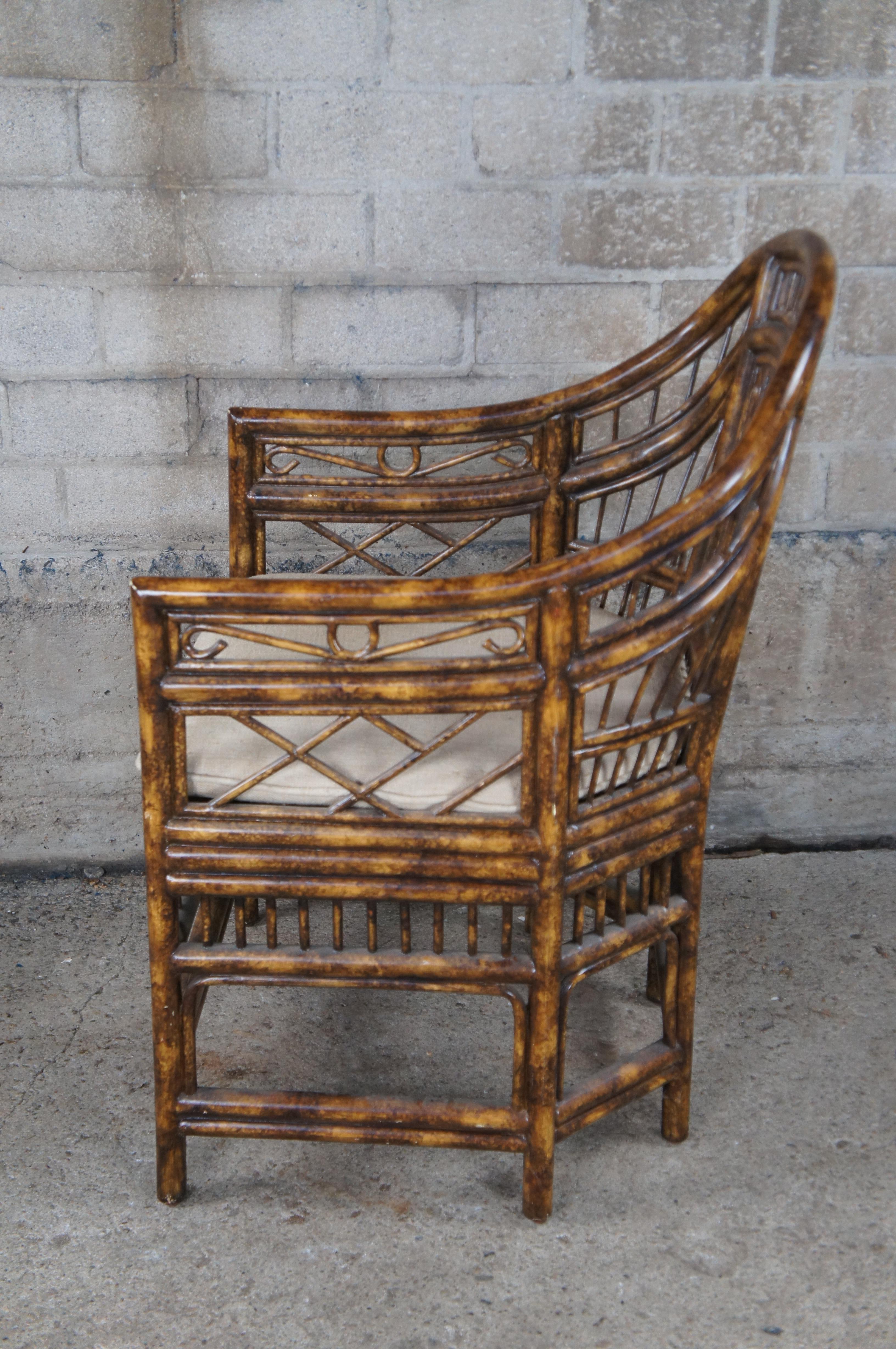 Maitland Smith Brighton Pavilion Faux Tortoise Shell Bamboo Rattan Armchair 2
