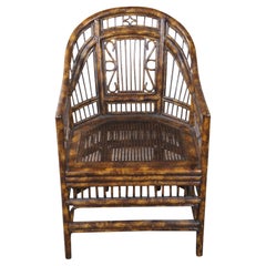 Maitland Smith Brighton Pavilion Sillón de ratán de bambú imitación caparazón de tortuga