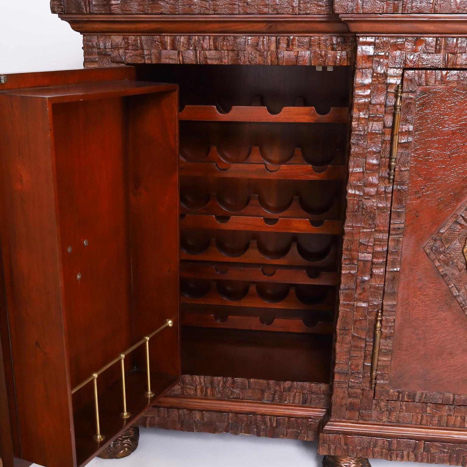 20th Century Maitland-Smith British Colonial Style Coconut Shell and Leather Sideboard For Sale