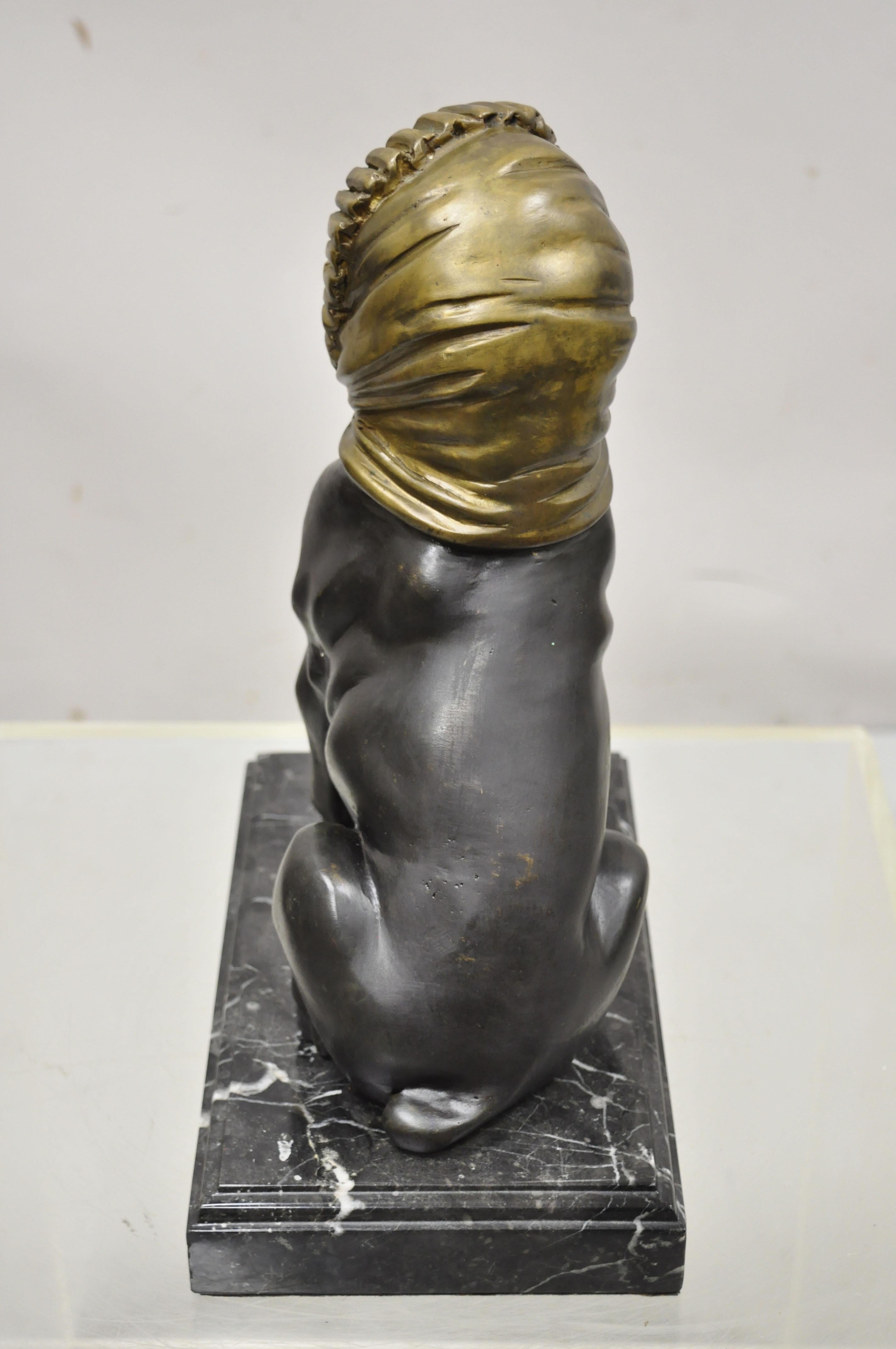 Contemporary Maitland Smith Bronze Pug Dog with Bonnet Sculpture Statue on Marble Base