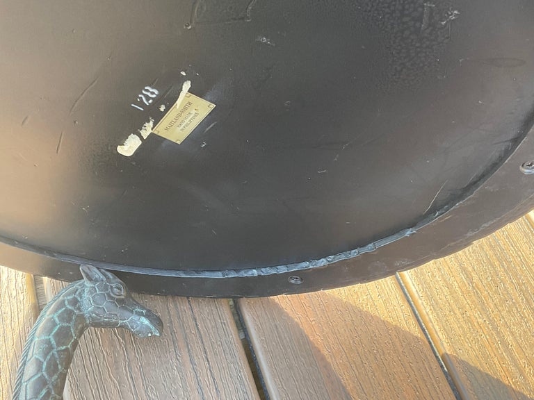 Maitland Smith Bronze and Wood Side Table with Trio of Bronze Giraffe ...