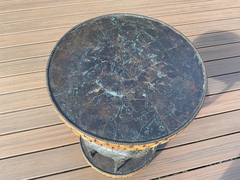 Maitland Smith Bronze and Wood Side Table with Trio of Bronze Giraffe ...