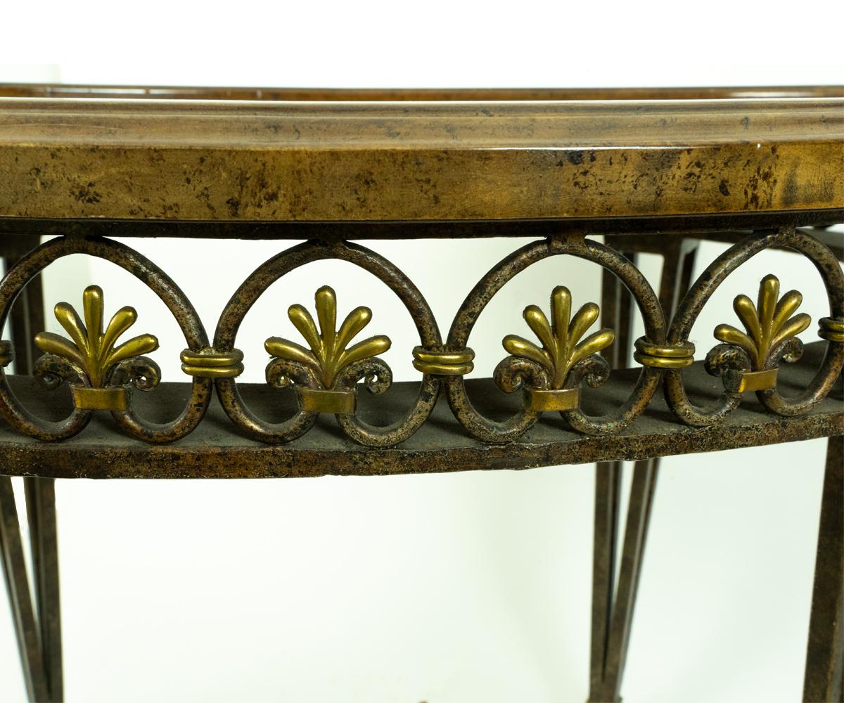 Maitland Smith Bronze Base and Inlaid Wood Tray Table In Good Condition For Sale In Laguna Beach, CA