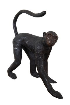 Maitland Smith Bronze Figural Monkey Sculpture Toilet Paper Holder 21"