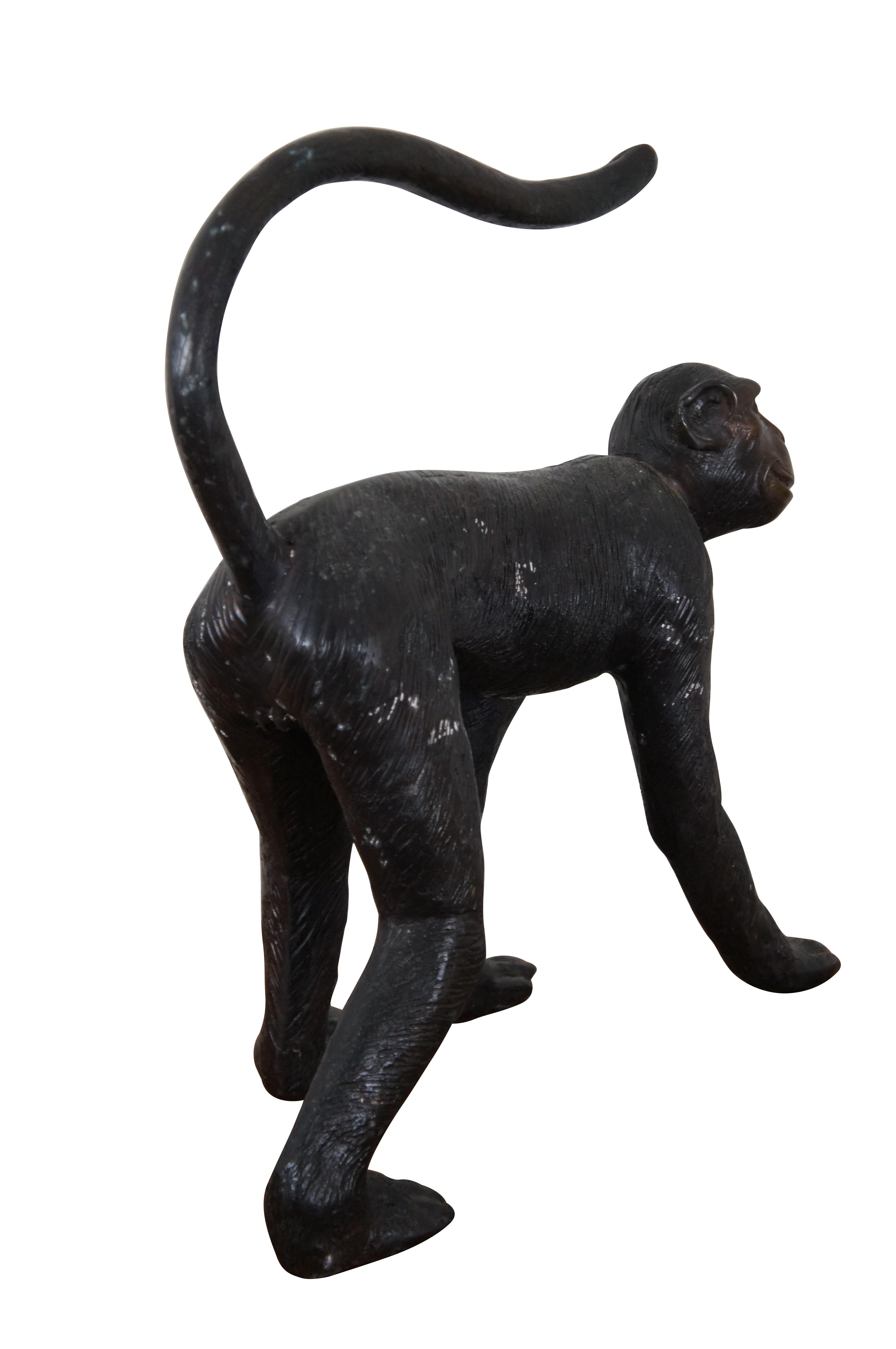 British Colonial Maitland Smith Bronze Figural Monkey Sculpture Toilet Paper Holder 21