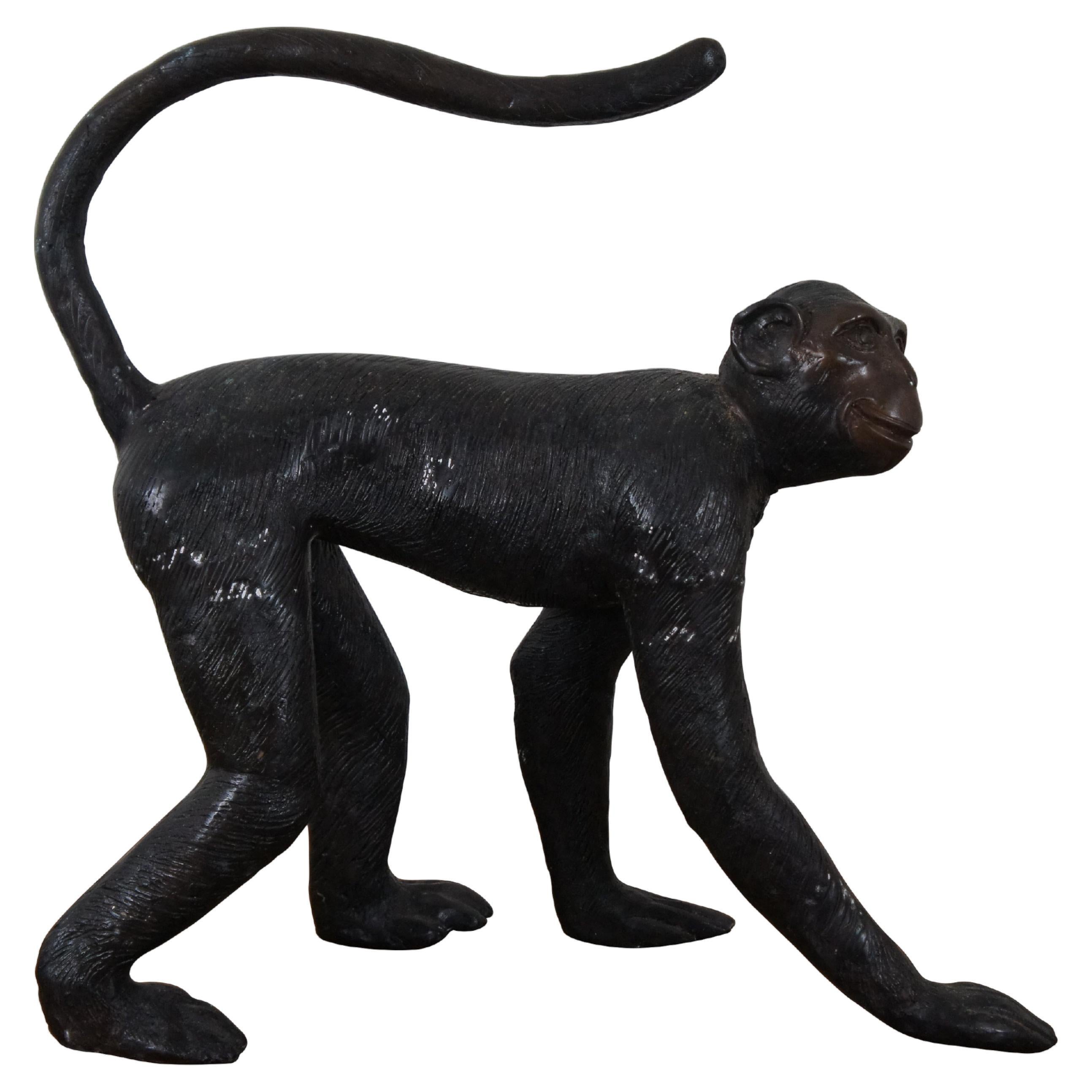 Maitland Smith Bronze-Figuren-Affen-Skulptur Toilettenpapierhalter 21"