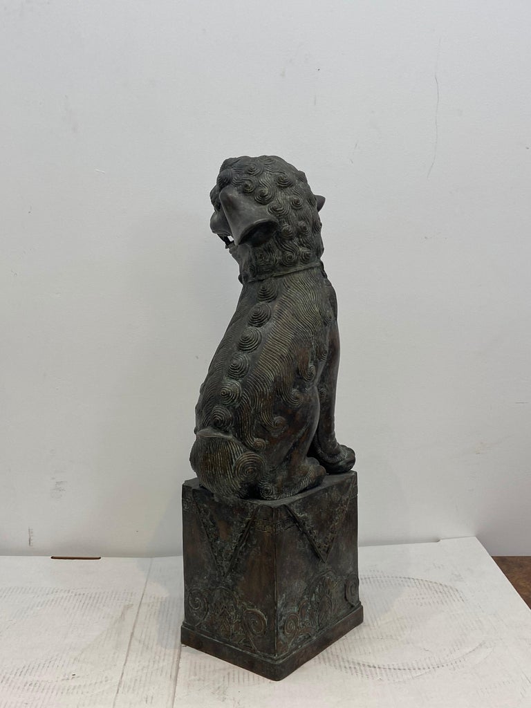Maitland Smith Bronze Foo Dog In Good Condition For Sale In West Palm Beach, FL