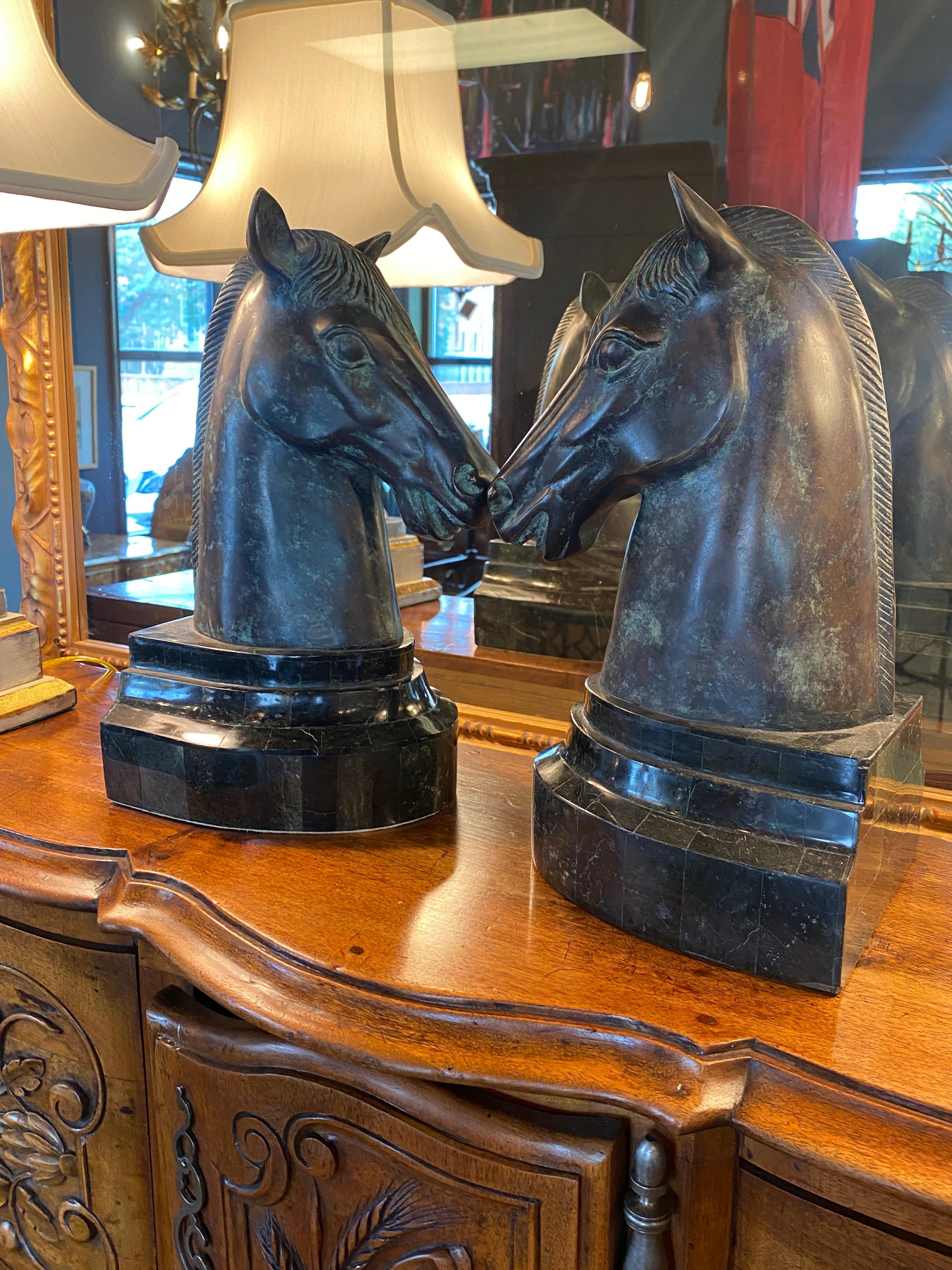 American Classical Maitland-Smith Bronze Horse Form Bookends