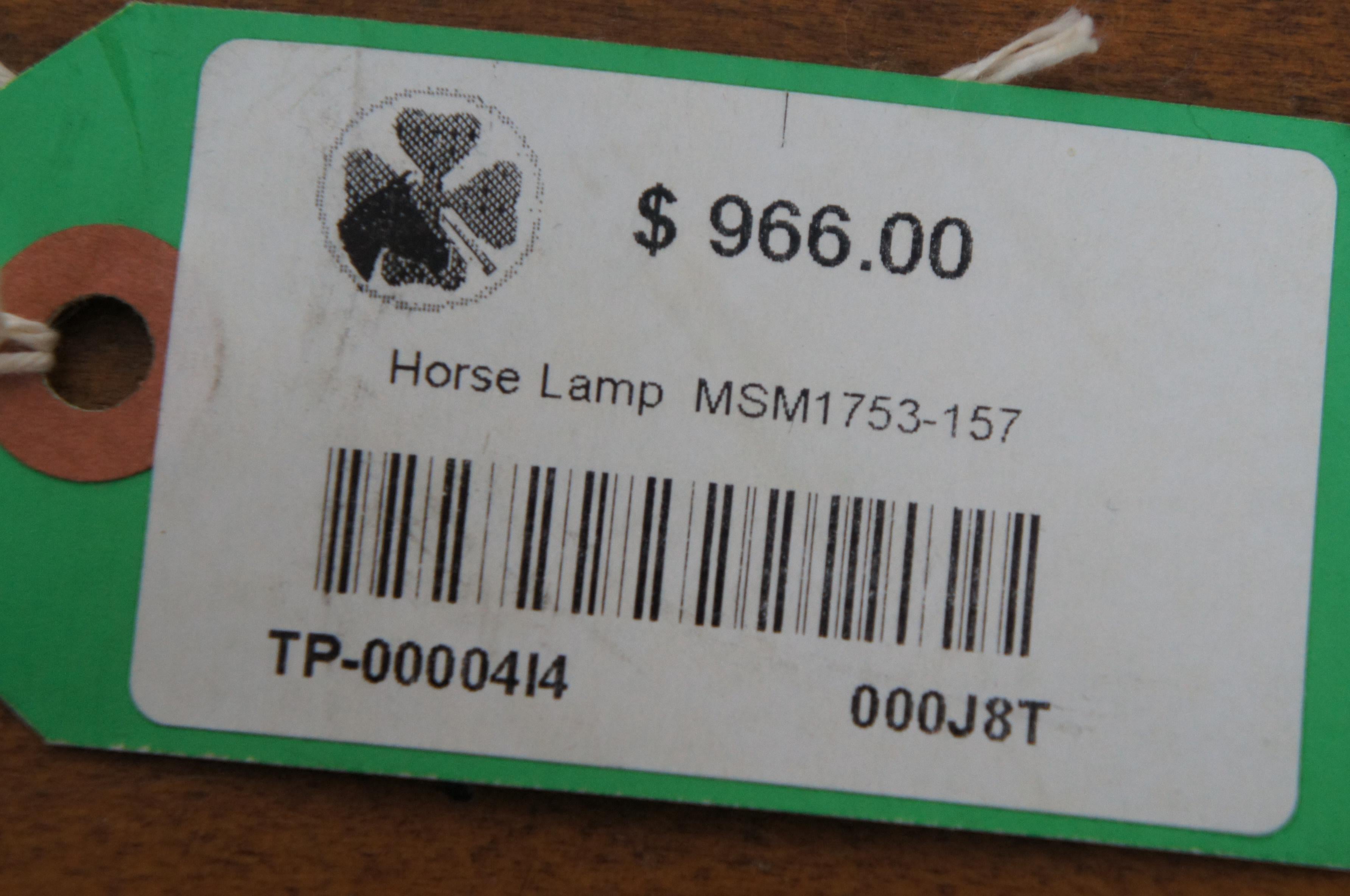 Lampe de bureau Maitland Smith en bronze, cuir ouvragé cheval équestre 21 pouces en vente 6