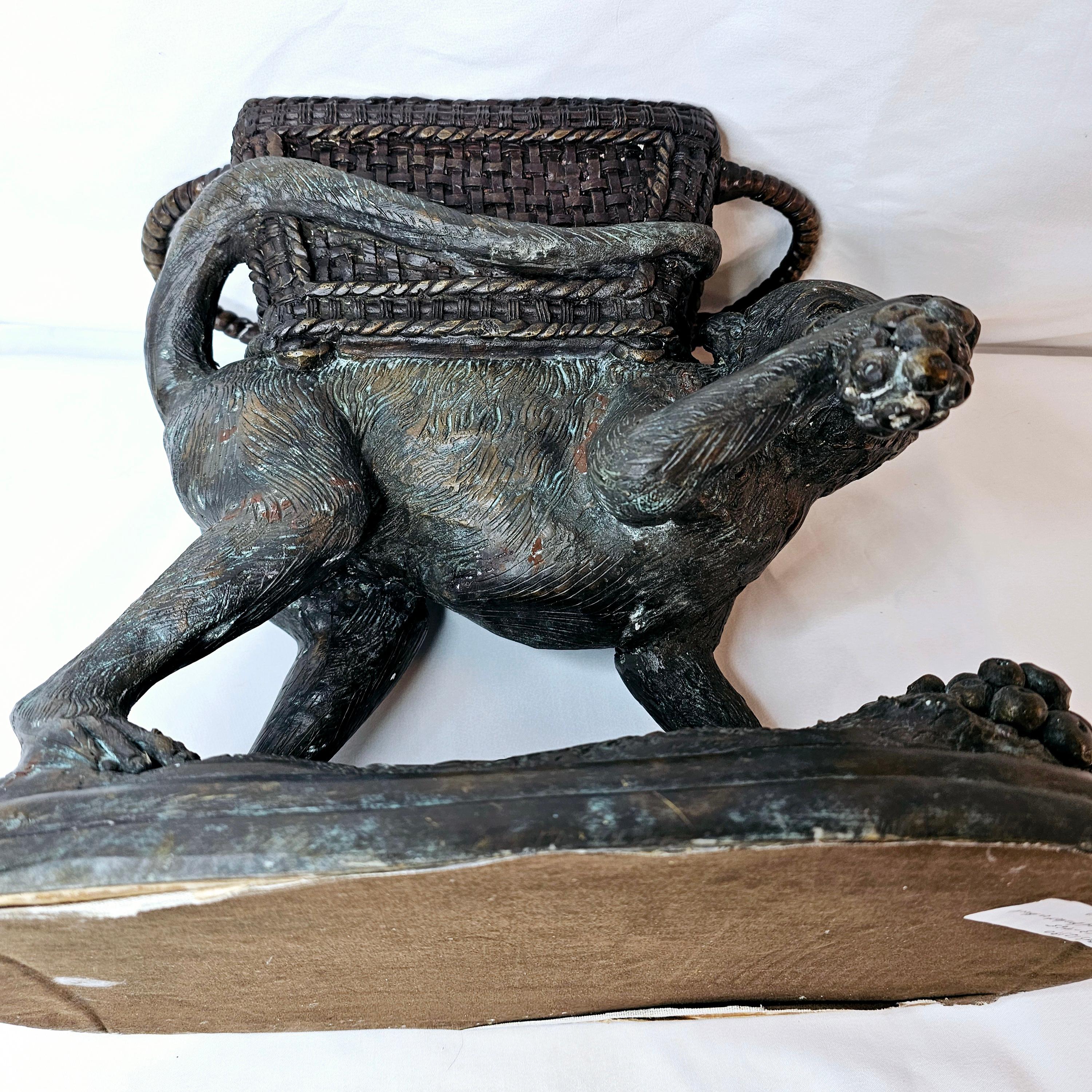 Maitland Smith bronze monkey carrying fruit lidded container For Sale 10