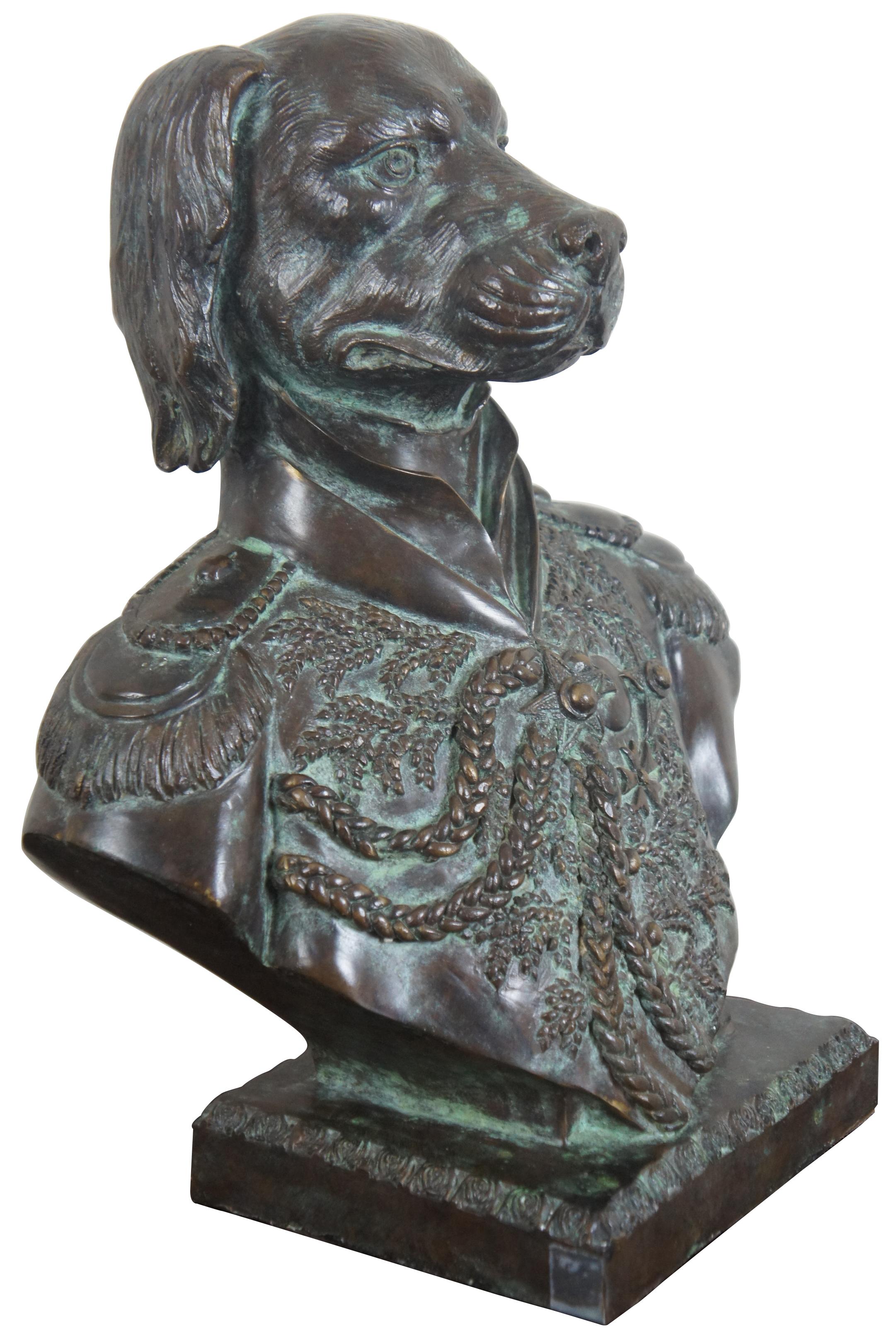 Maitland Smith bronze Napoleon dog bust sculpture statue military uniform 16