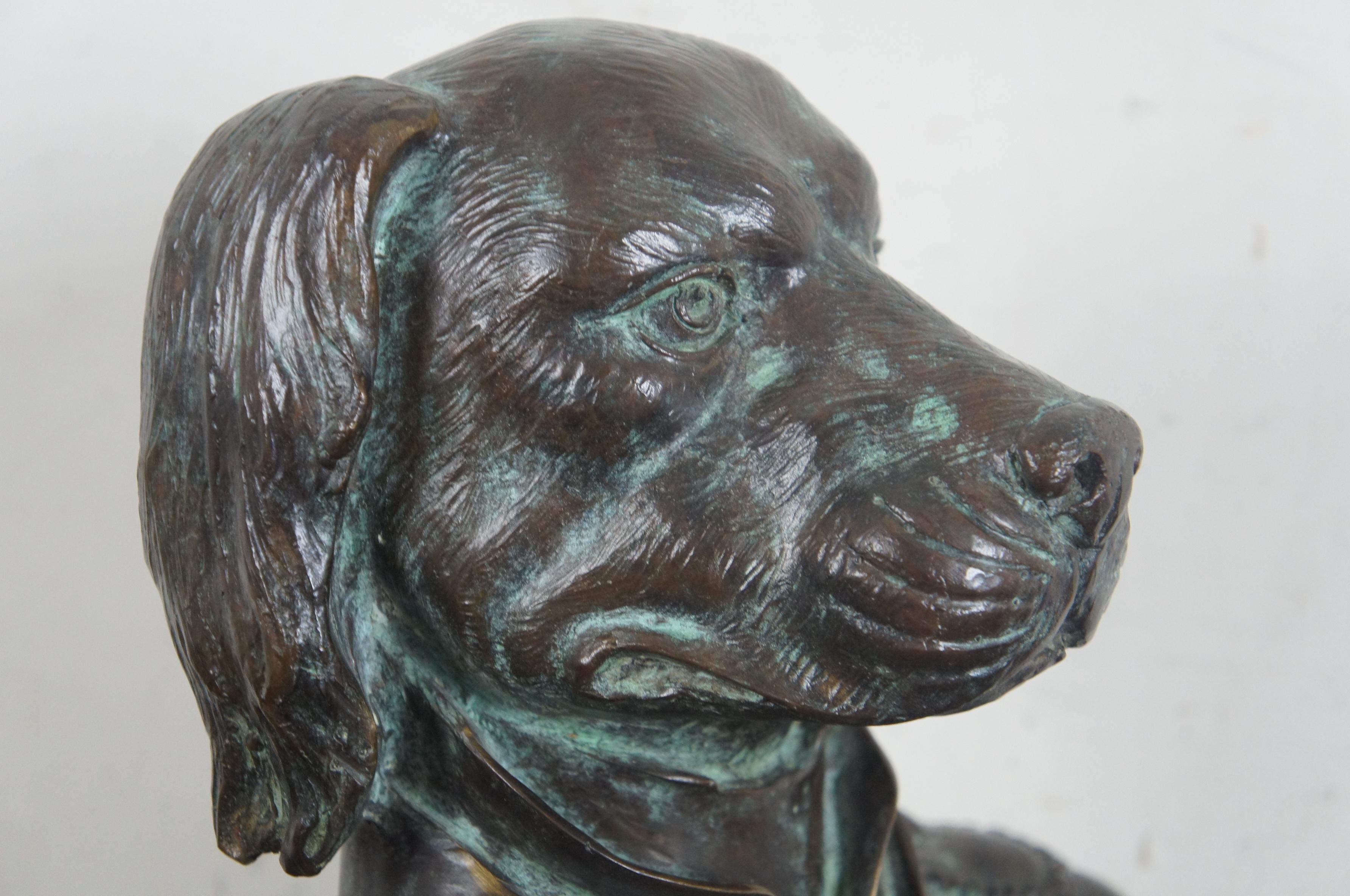 20th Century Maitland Smith Bronze Napoleon Dog Bust Sculpture Statue Military Uniform