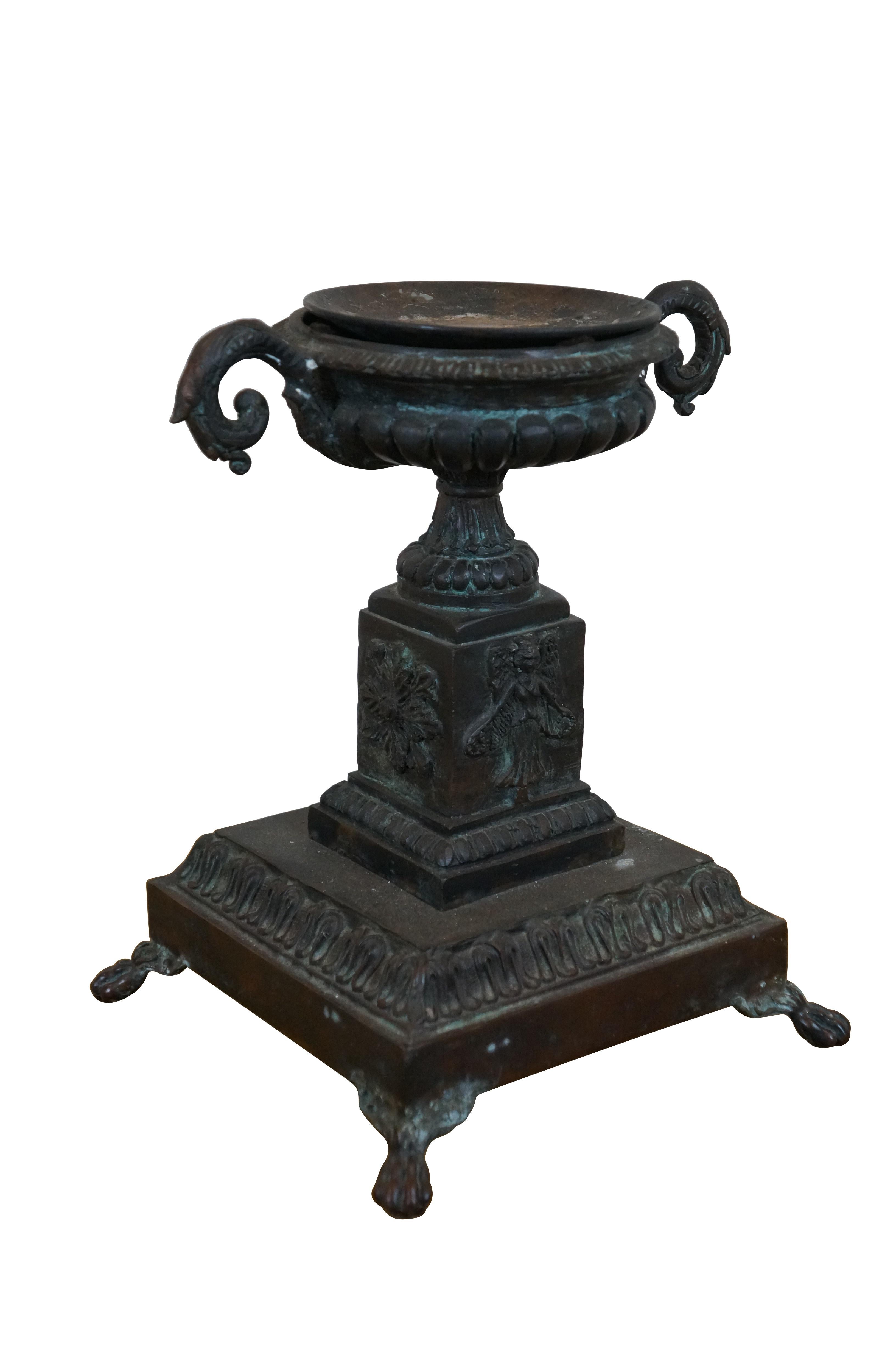 Neoclassico Maitland Smith Bronzo Urna Trofeo con Piedi Neoclassica Portacandele Pilastro 11