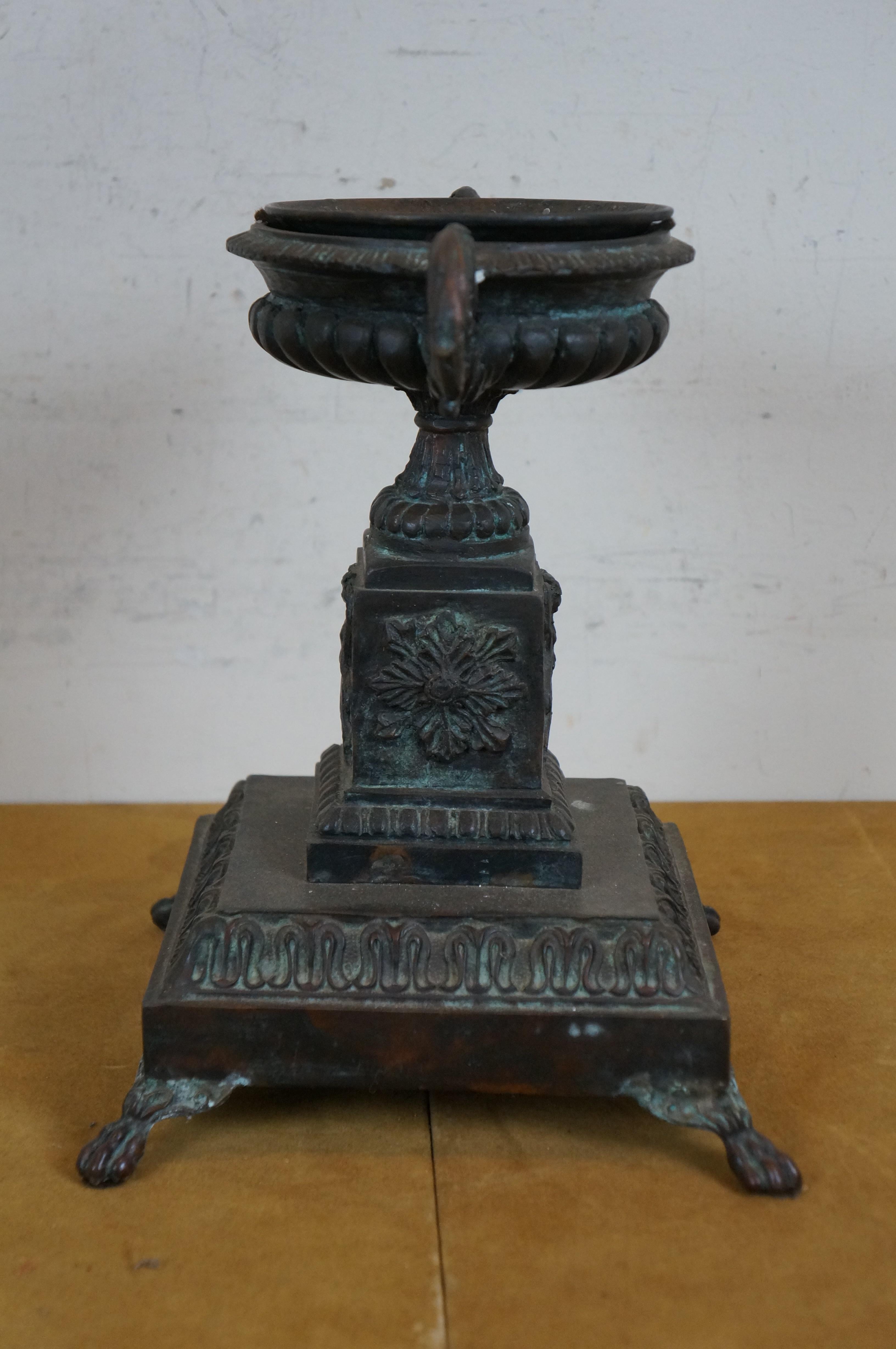 Filippino Maitland Smith Bronzo Urna Trofeo con Piedi Neoclassica Portacandele Pilastro 11
