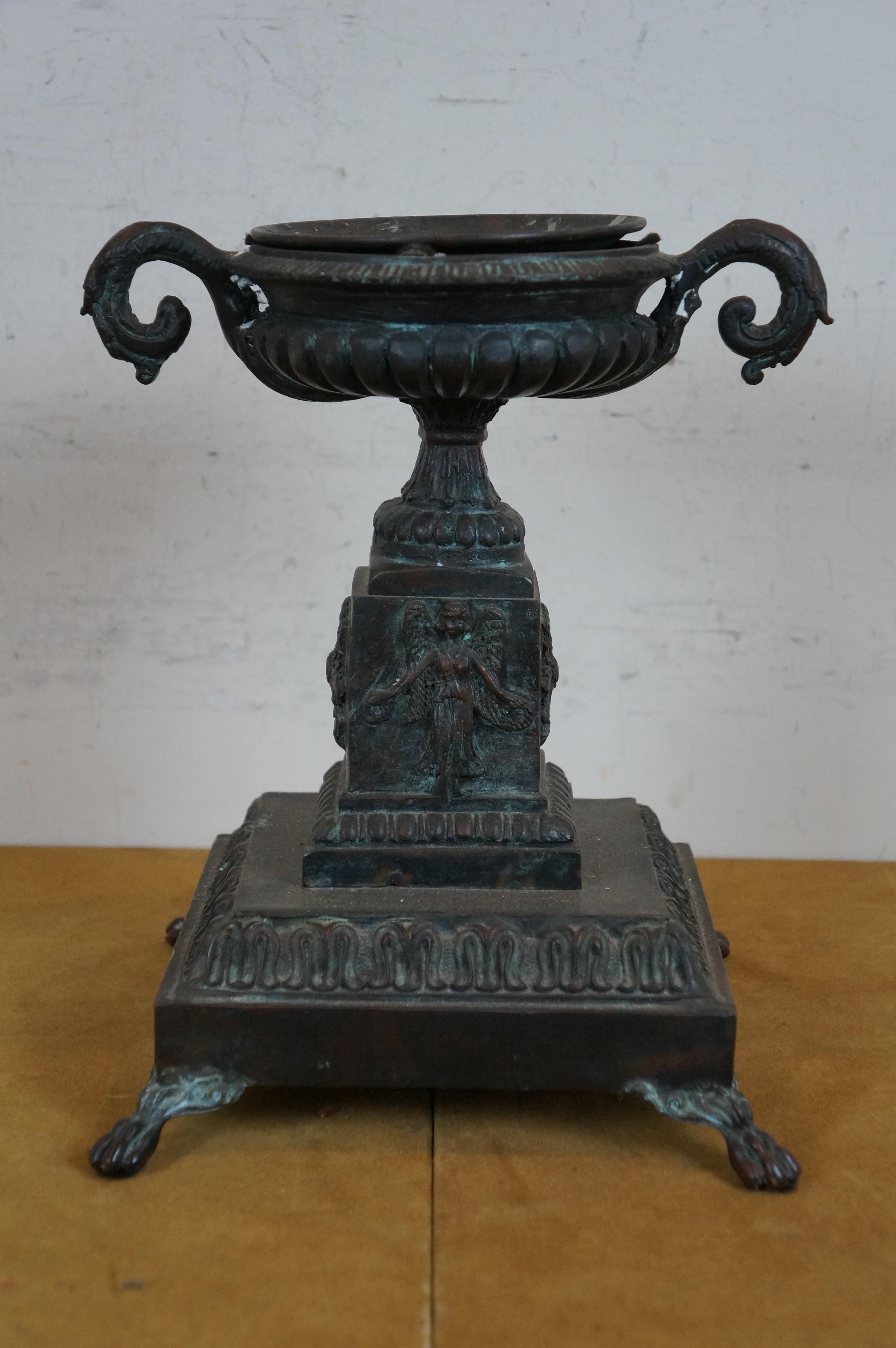 Maitland Smith Bronzo Urna Trofeo con Piedi Neoclassica Portacandele Pilastro 11