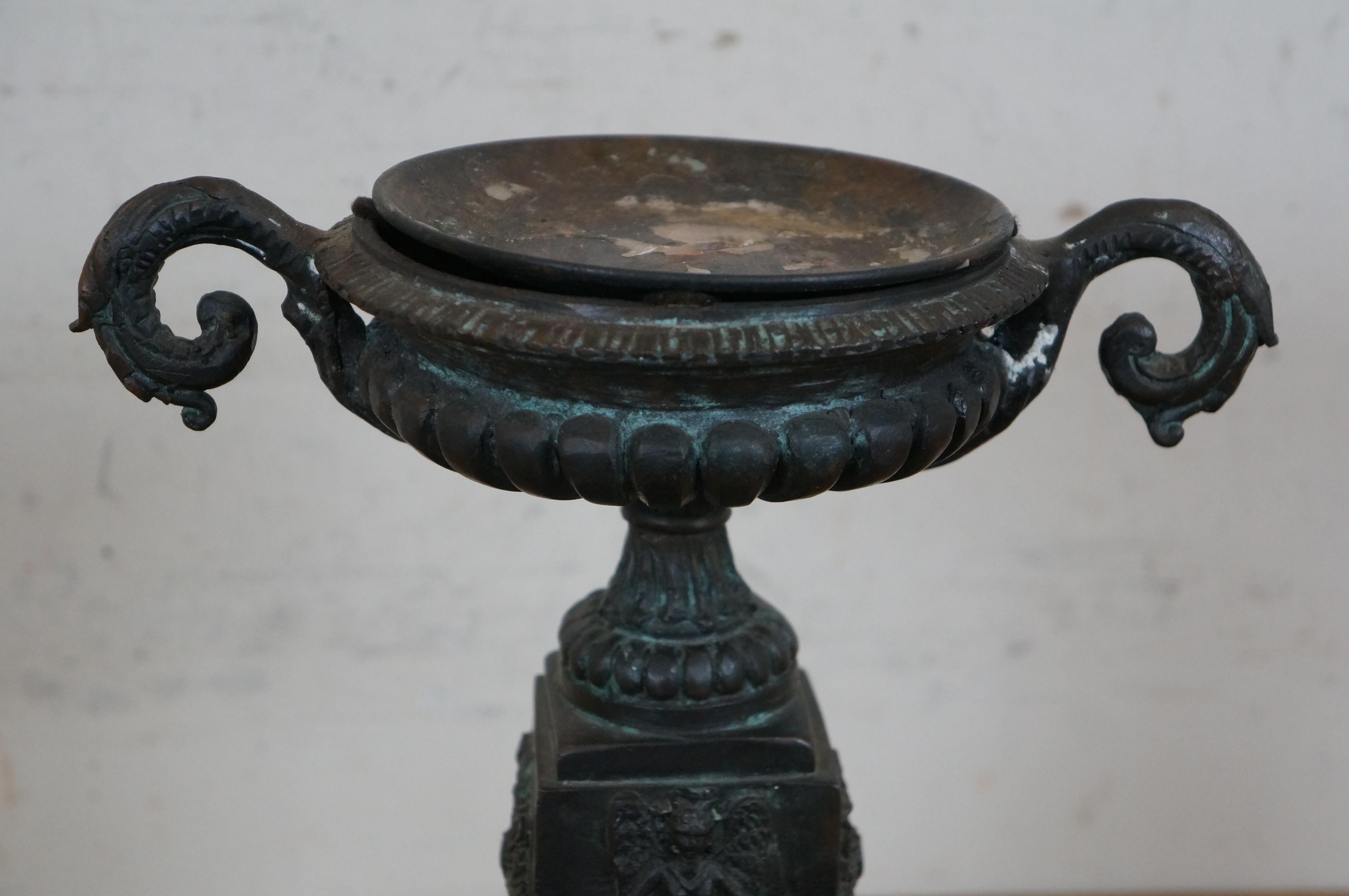 Maitland Smith Bronzo Urna Trofeo con Piedi Neoclassica Portacandele Pilastro 11