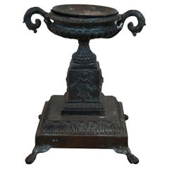 Maitland Smith Bronze Neoclassical Footed Trophy Urn Candle Holder Pillar 11"