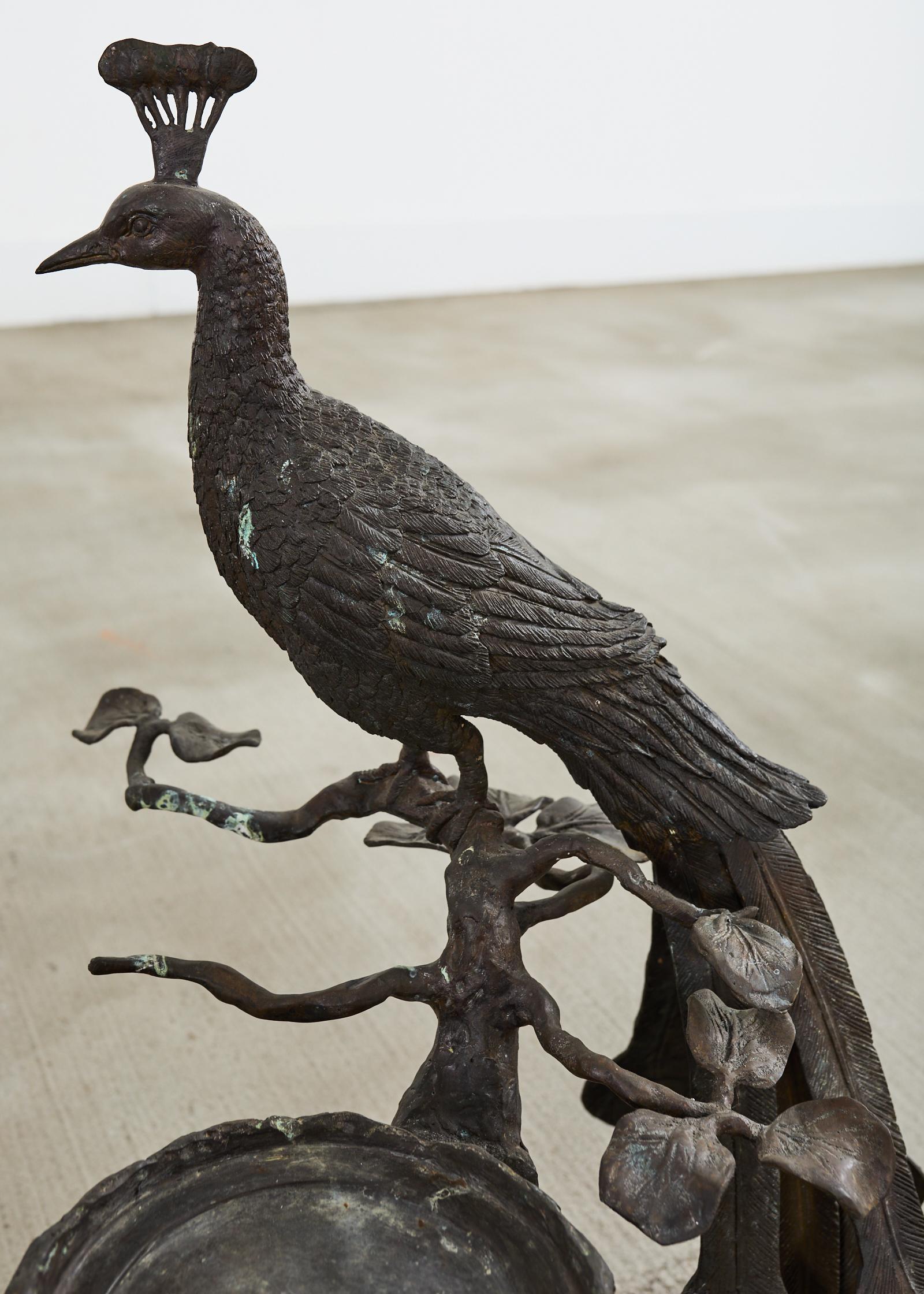 Maitland Smith Bronze Peacock Drinks Table Plant Stand Sculpture For Sale 4