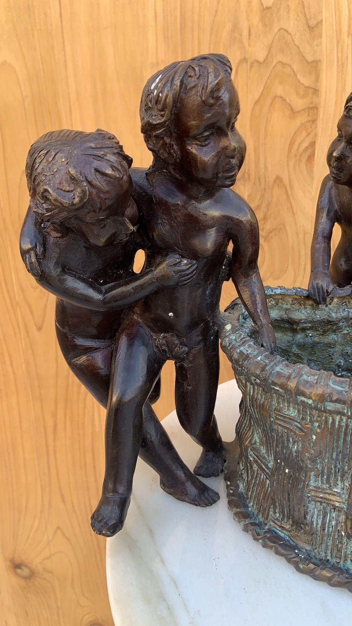 Maitland-Smith Bronze Planter with Five Boys For Sale 6