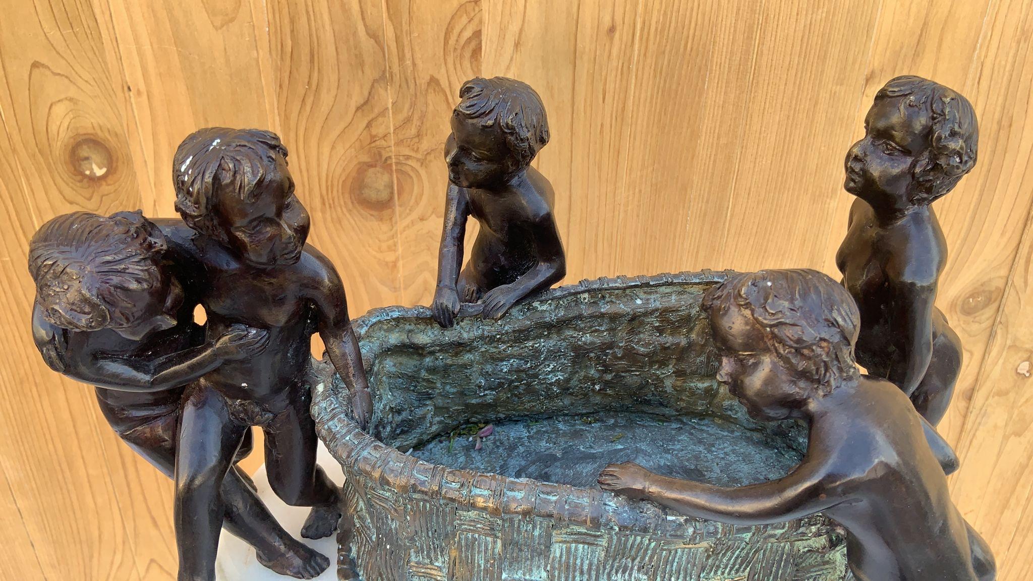 Maitland-Smith Bronze Planter with Five Boys For Sale 7
