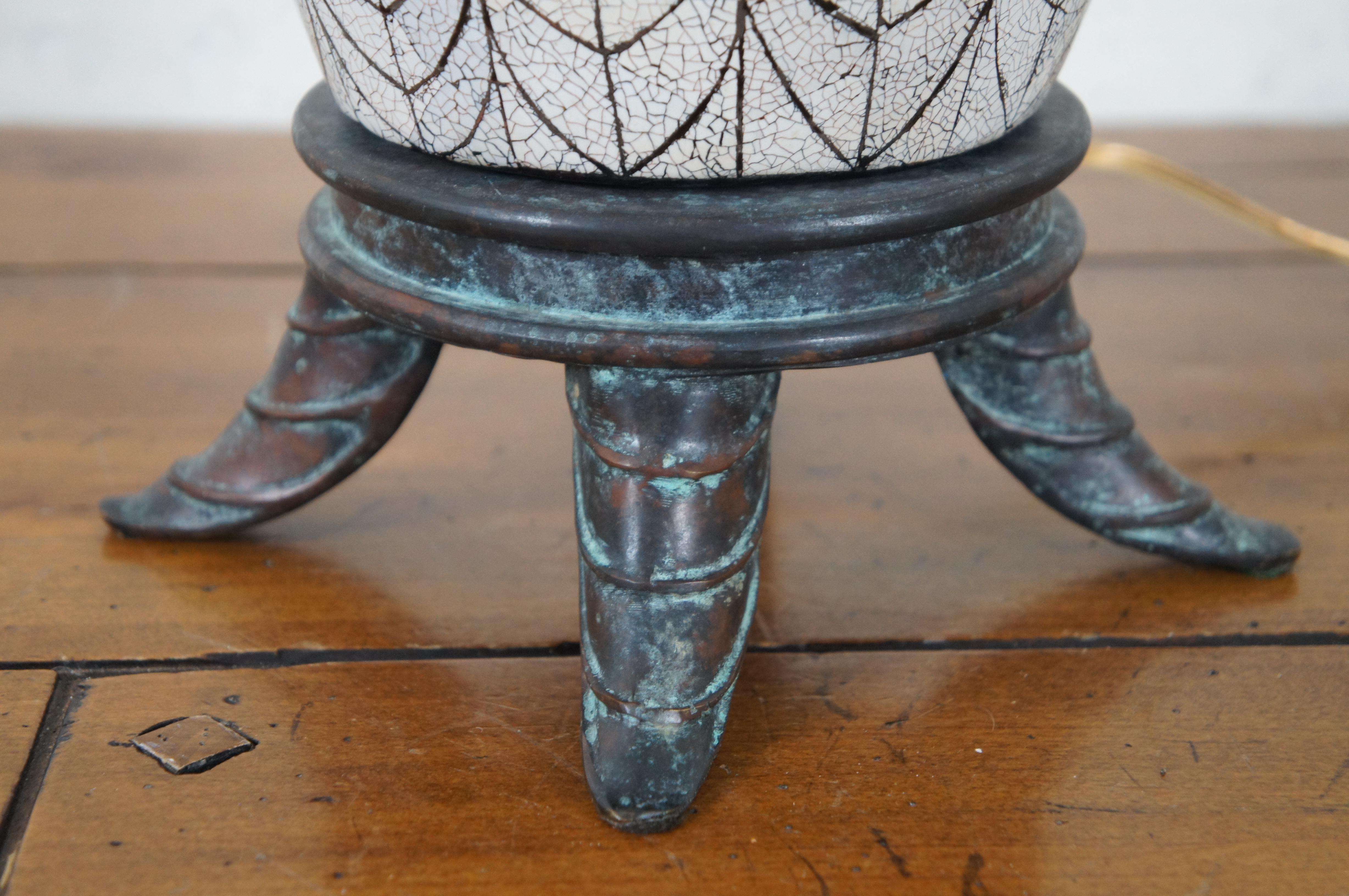 Maitland Smith Bronze & Shell Mosaic Footed Ginger Jar Urn Table Lamp 30