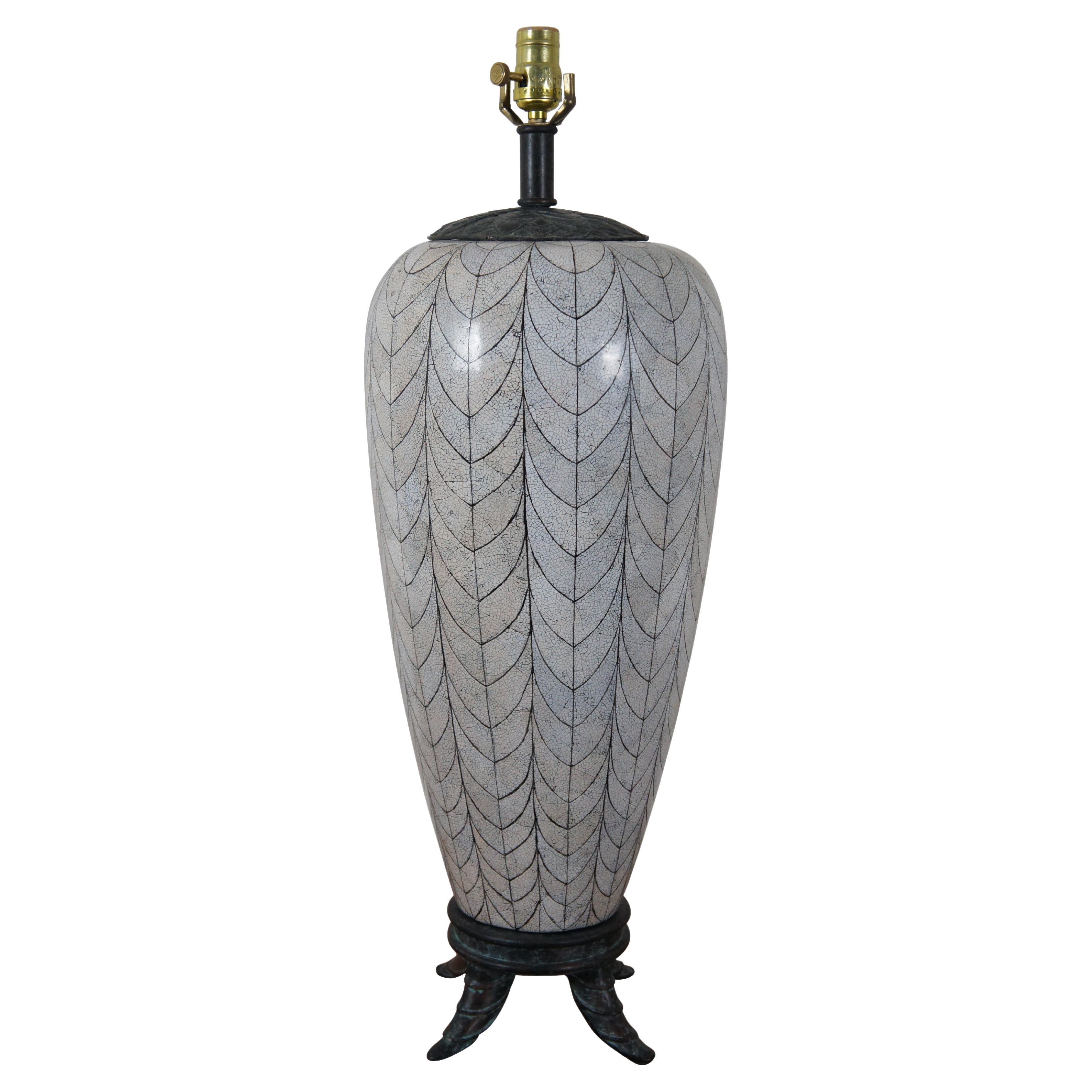 Maitland Smith Bronze & Shell Mosaic Footed Ginger Jar Urn Table Lamp 30" (lampe de table) en vente