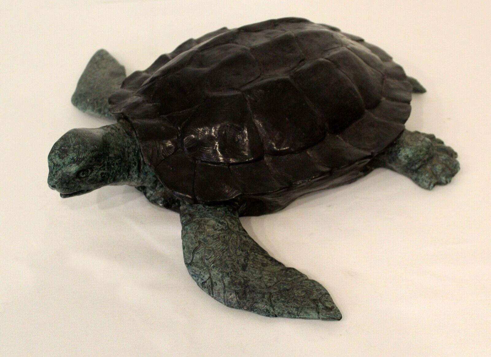 Maitland Smith bronze patina turtle. Incredible detail, looks artisan created. 
Dimensions: 14.5 W x 13 D x 4 H.