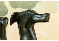 Maitland- Smith Bronze "Whippet Dog" Glass Cocktail Table