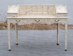 Maitland Smith, scrivania in stile Carlton House con struttura in pietra e interni in mogano