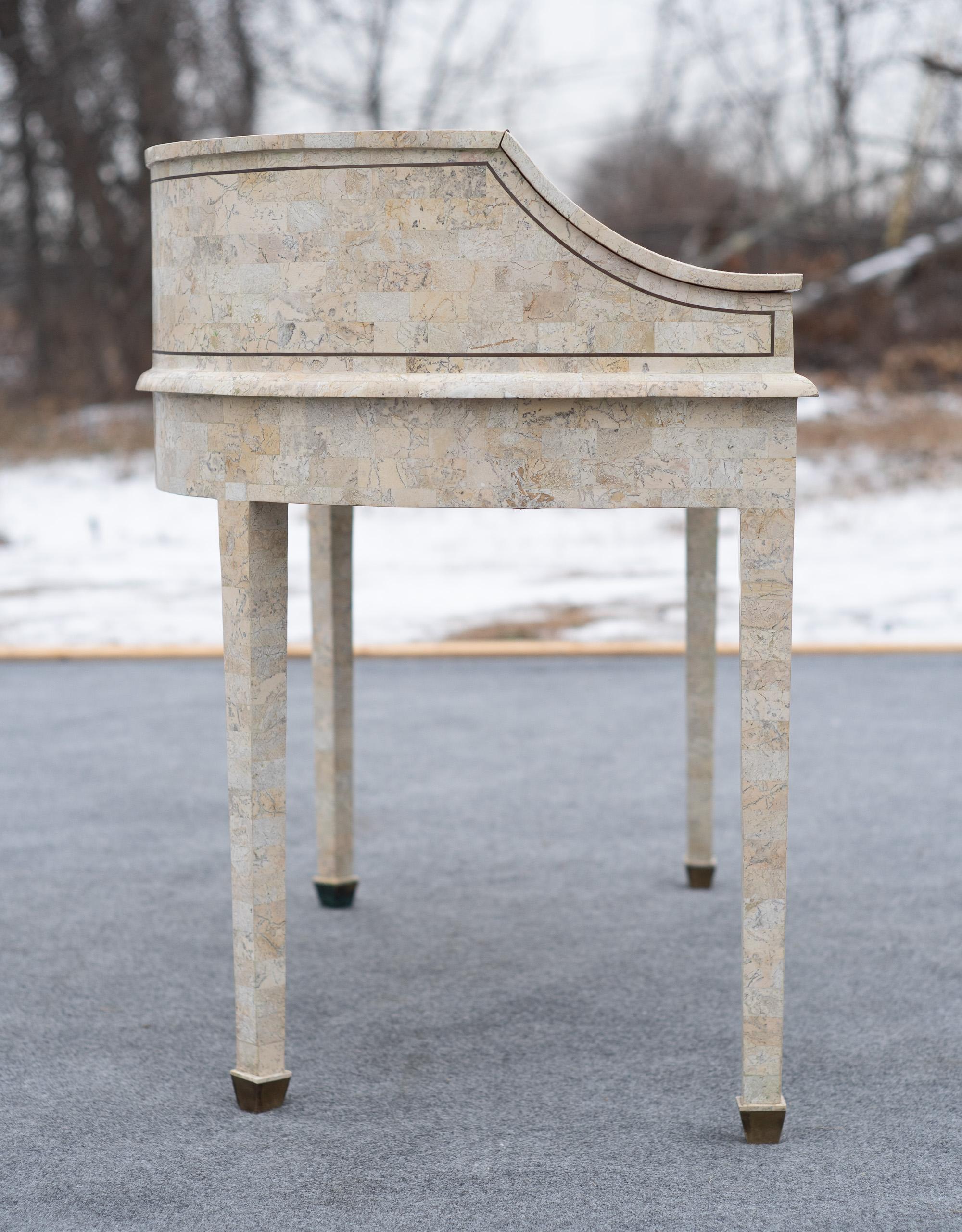 Maitland Smith Carlton House Style Tesselated Stone Desk with