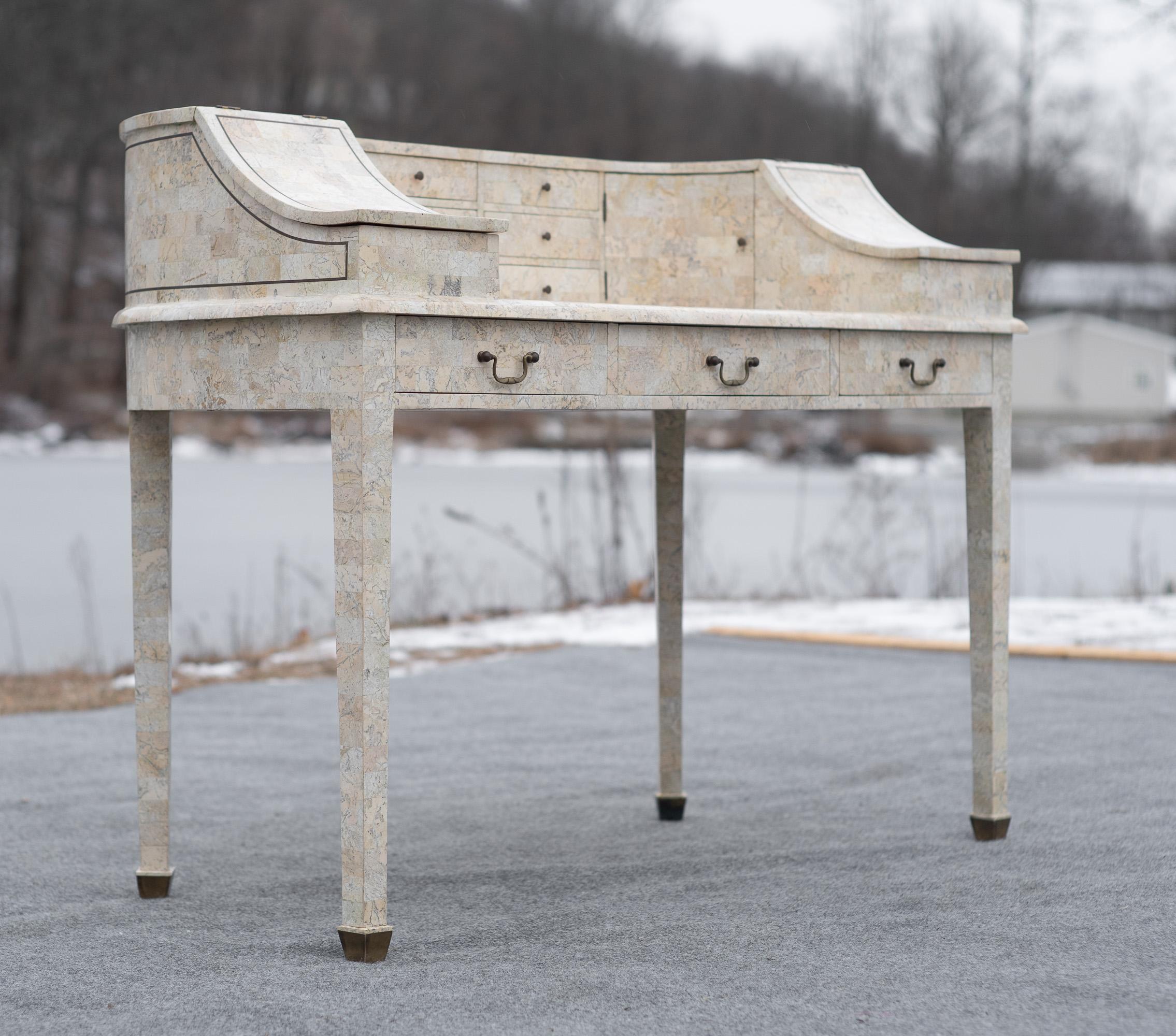 Maitland Smith メイトランドスミス　ストーンタイル　ストーンデスク Maitland Smith Carlton House Style Tesselated Stone Desk with
