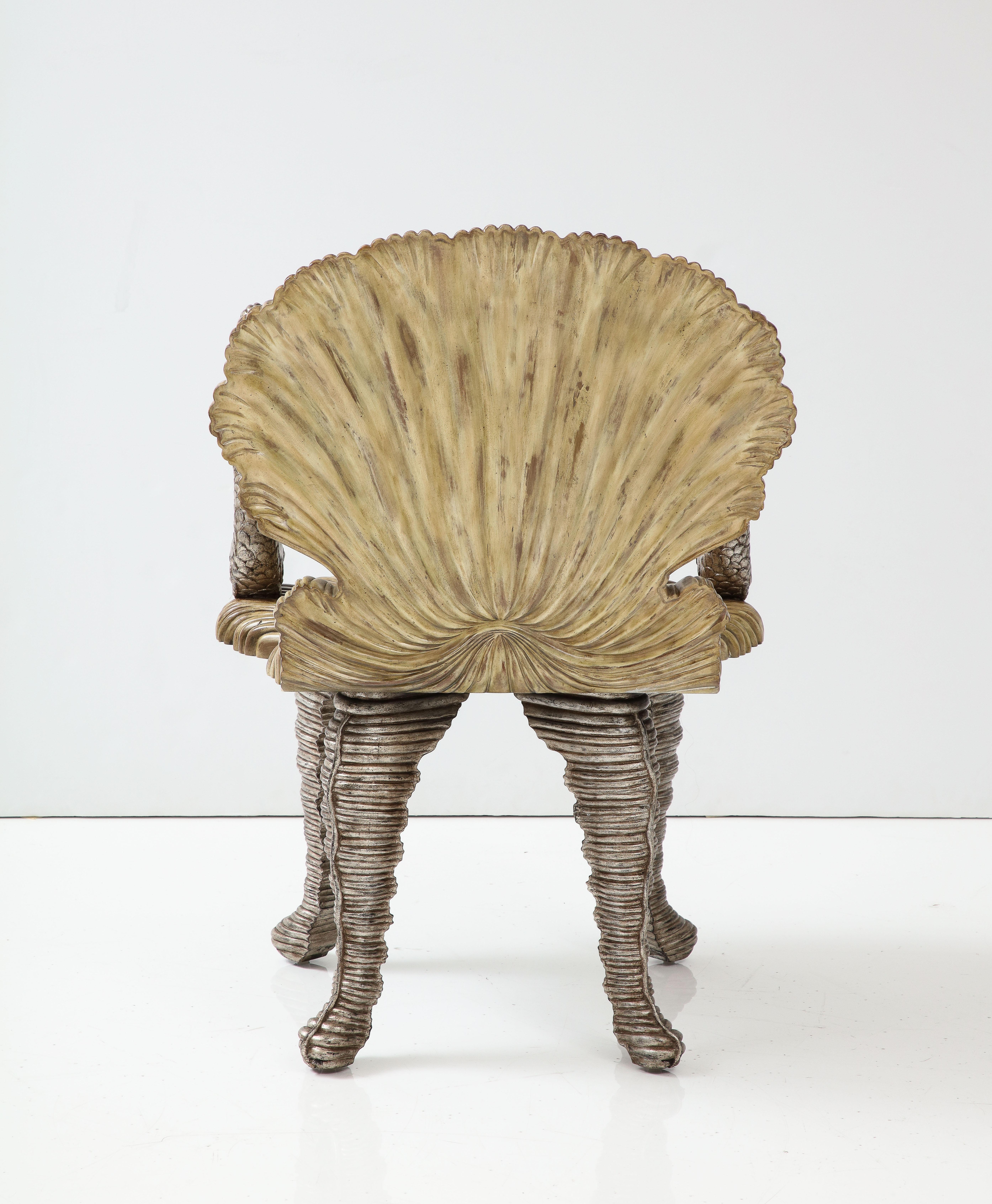 Maitland Smith Carved Grotto Chair with Dolphin Arms 3